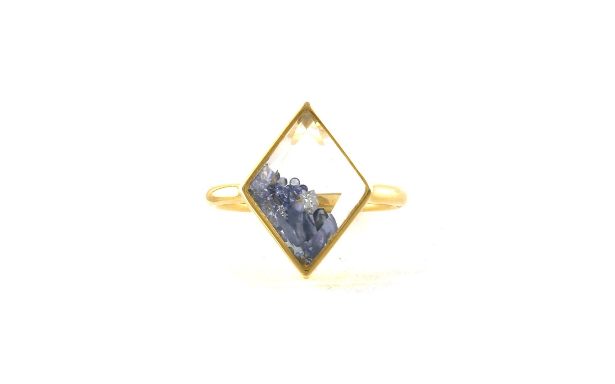 "Palmbeach" Montana Yogo Sapphire and Diamond Shaker Ring in Yellow Gold (0.87cts TWT)