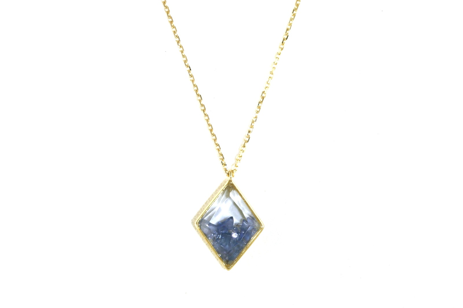 "Palmbeach" Montana Yogo Sapphire and Diamond Shaker Split-Chain Necklace in Yellow Gold (1.25cts TWT)