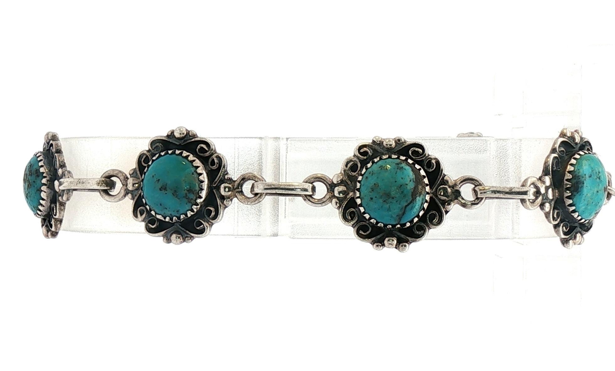 Estate Piece: Vintage-Style Turquoise Bracelet with Sterling Silver