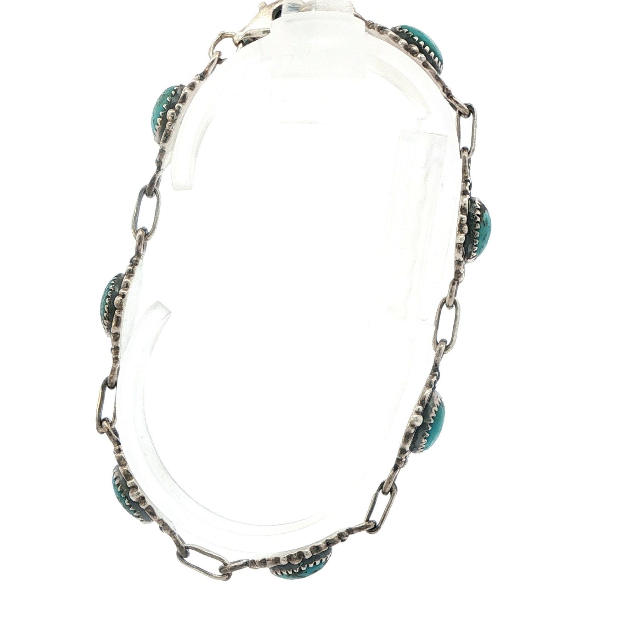 Estate Piece: Vintage-Style Turquoise Bracelet with Sterling Silver side
