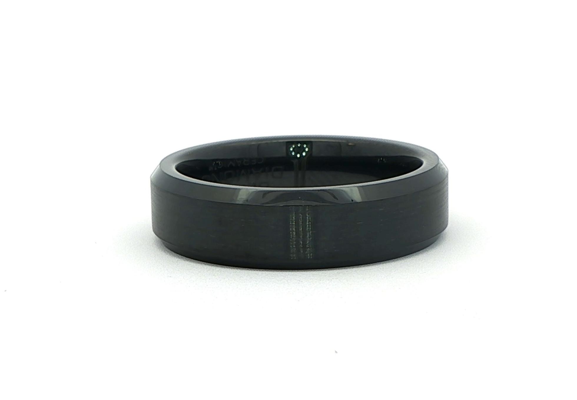 Satin Finish Beveled Edge Industrial Band in Black Ceramic