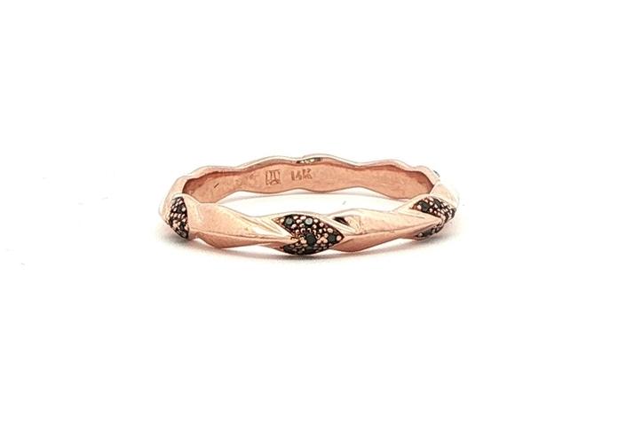 content/products/Estate Piece: Black Diamond Woven Style Eternity Band in Rose Gold