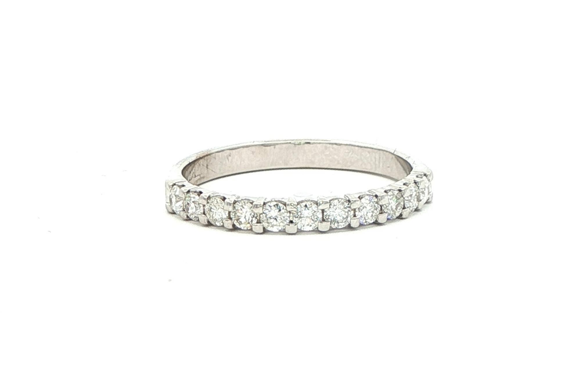 Estate Piece: 11-Stone Share-Prong Diamond Band in White Gold (0.50cts TWT)