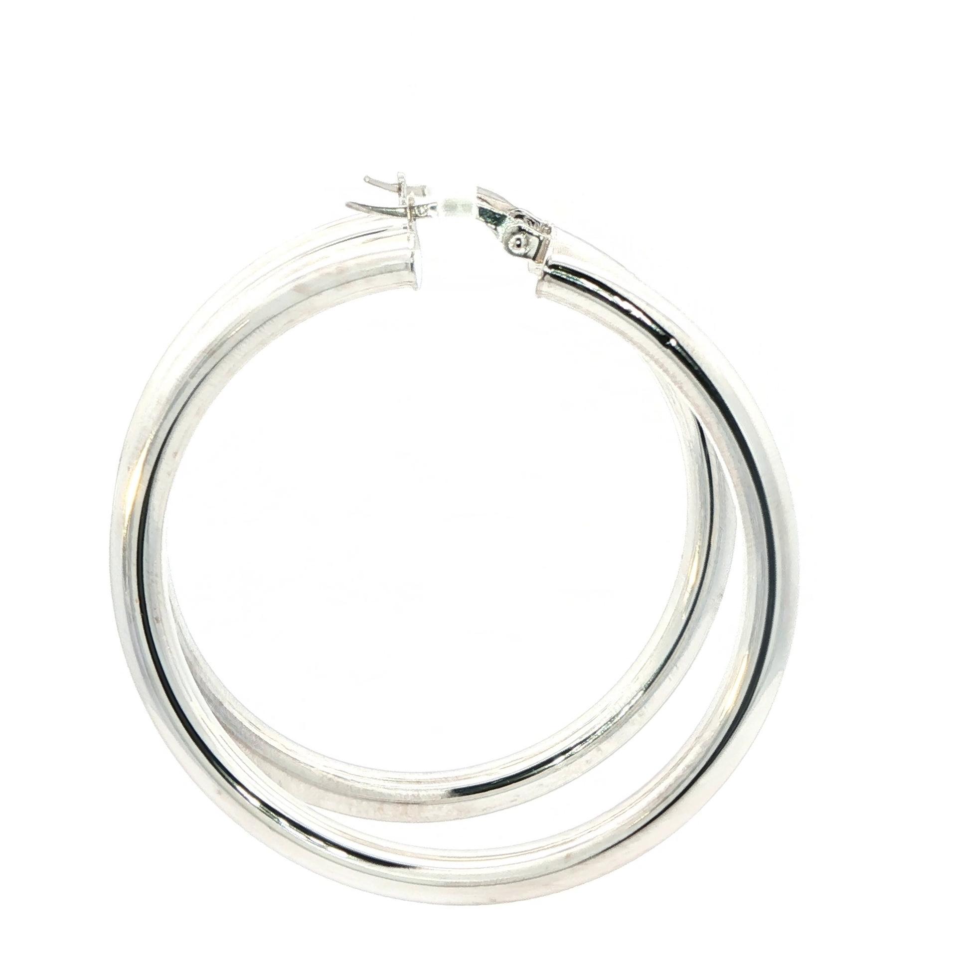 Estate Piece: Hollow Hoop Earrings in White Gold side