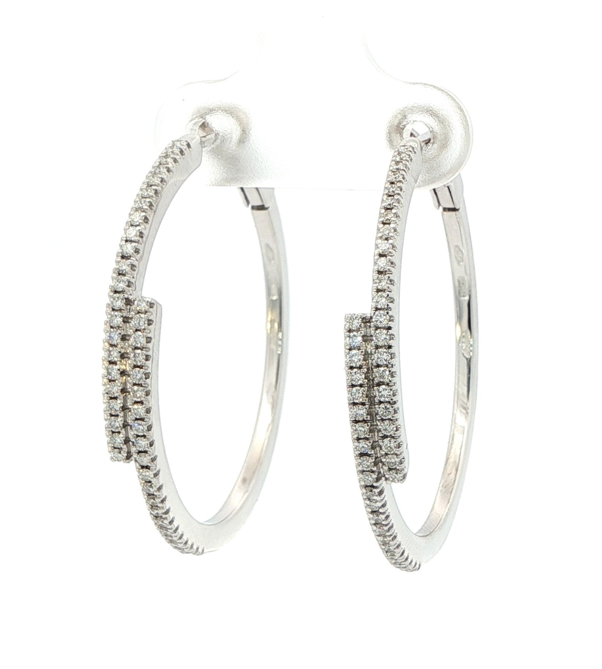 Estate Piece: 2-Rox Overlap Diamond Hoop Earrings in White Gold (1.00cts TWT) side