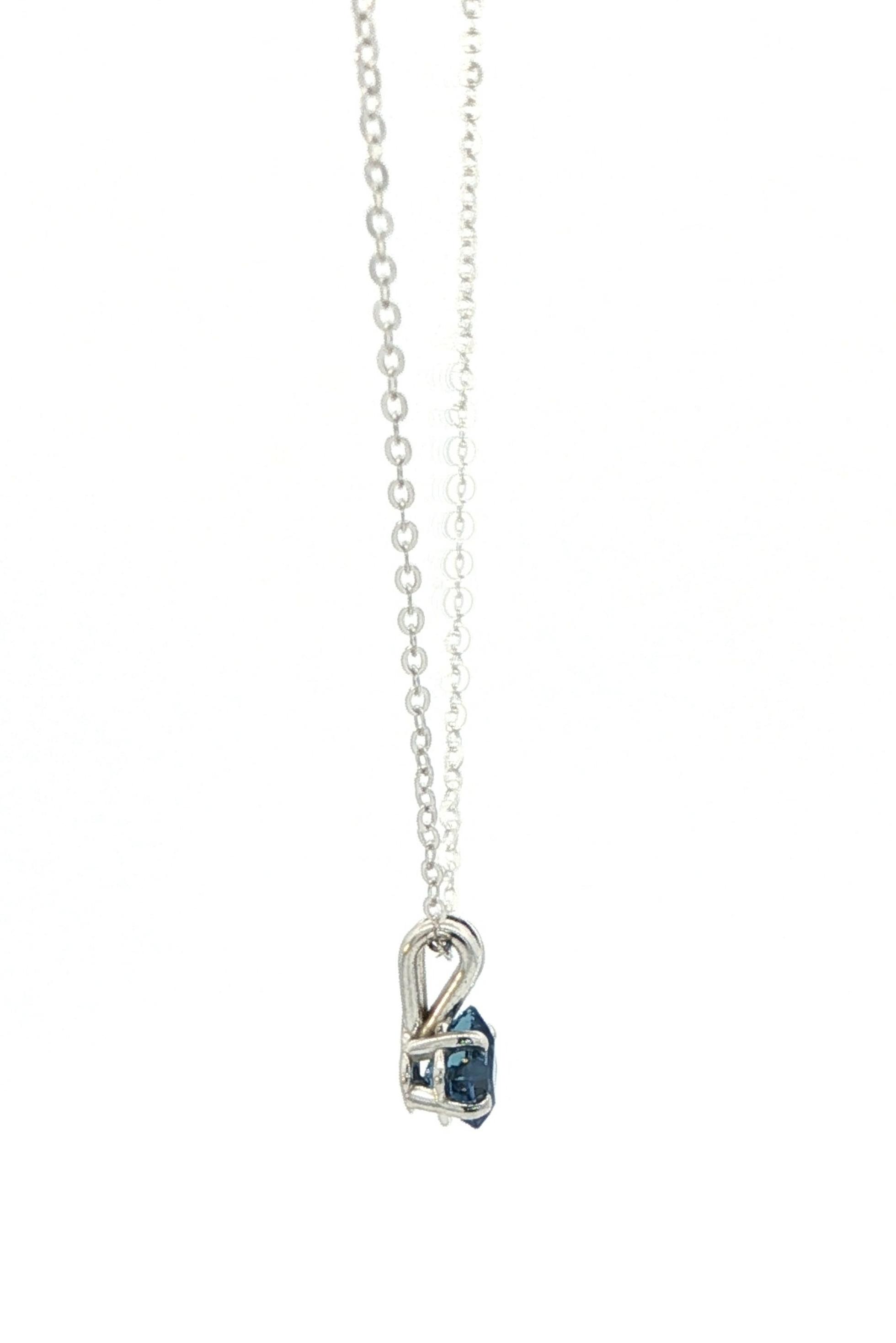 Split Bail Montana Yogo Sapphire Solitaire Necklace in White Gold (0.34ct) side