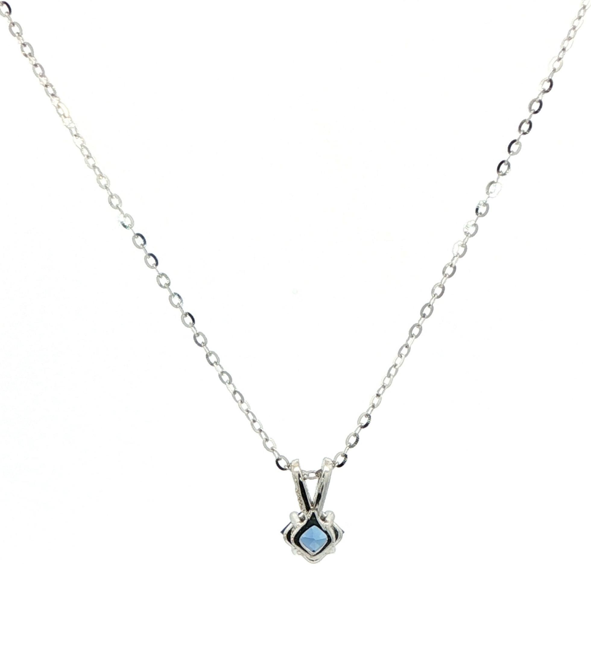 Split Bail Montana Yogo Sapphire Solitaire Necklace in White Gold (0.34ct) back