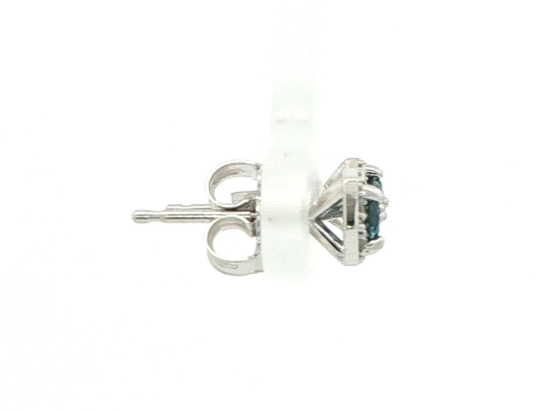 Montana Sapphire and Diamond Halo Stud Earrings in White Gold (0.30cts TWT) side