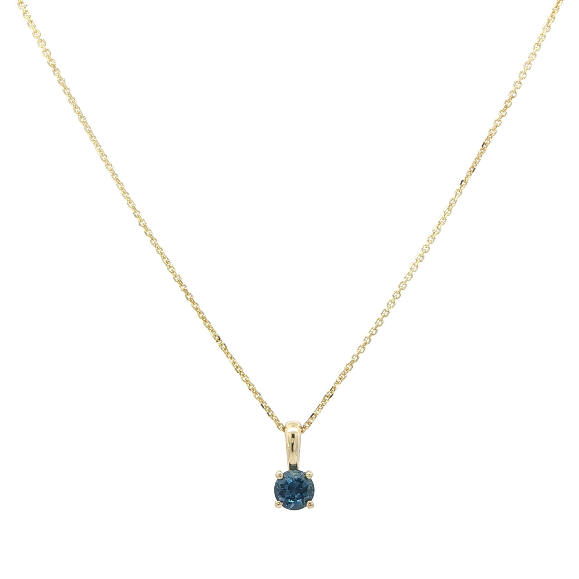 4-Prong Drop Montana Yogo Sapphire Solitaire Necklace in Yellow Gold (0.42ct)