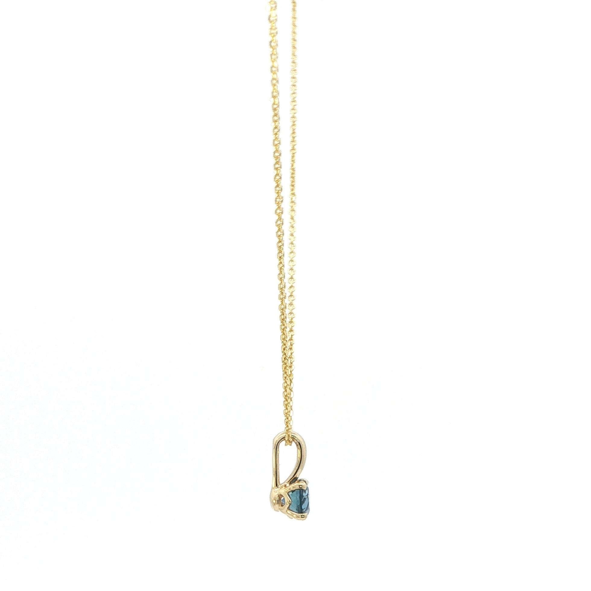 4-Prong Drop Montana Yogo Sapphire Solitaire Necklace in Yellow Gold (0.42ct) side