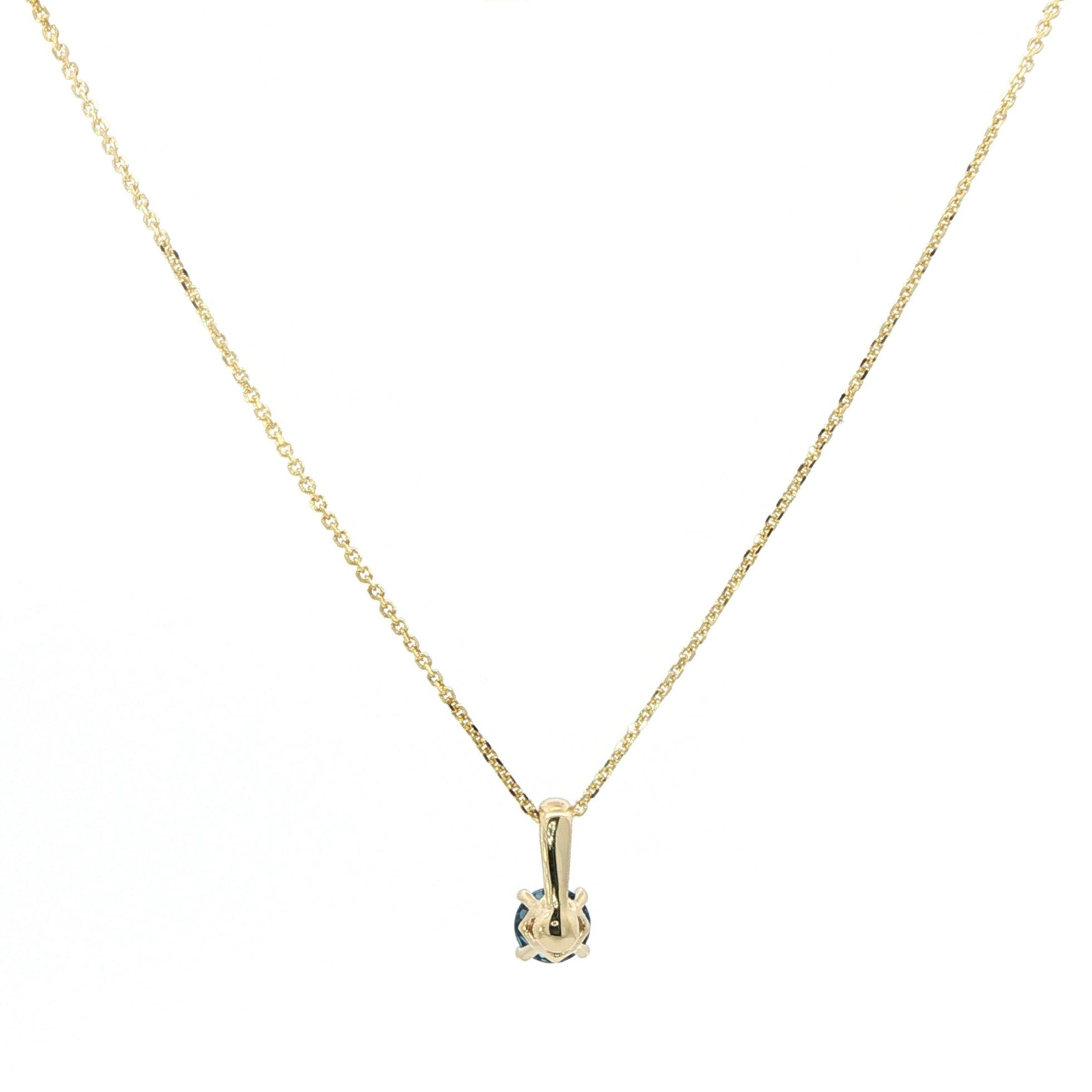 4-Prong Drop Montana Yogo Sapphire Solitaire Necklace in Yellow Gold (0.42ct) back