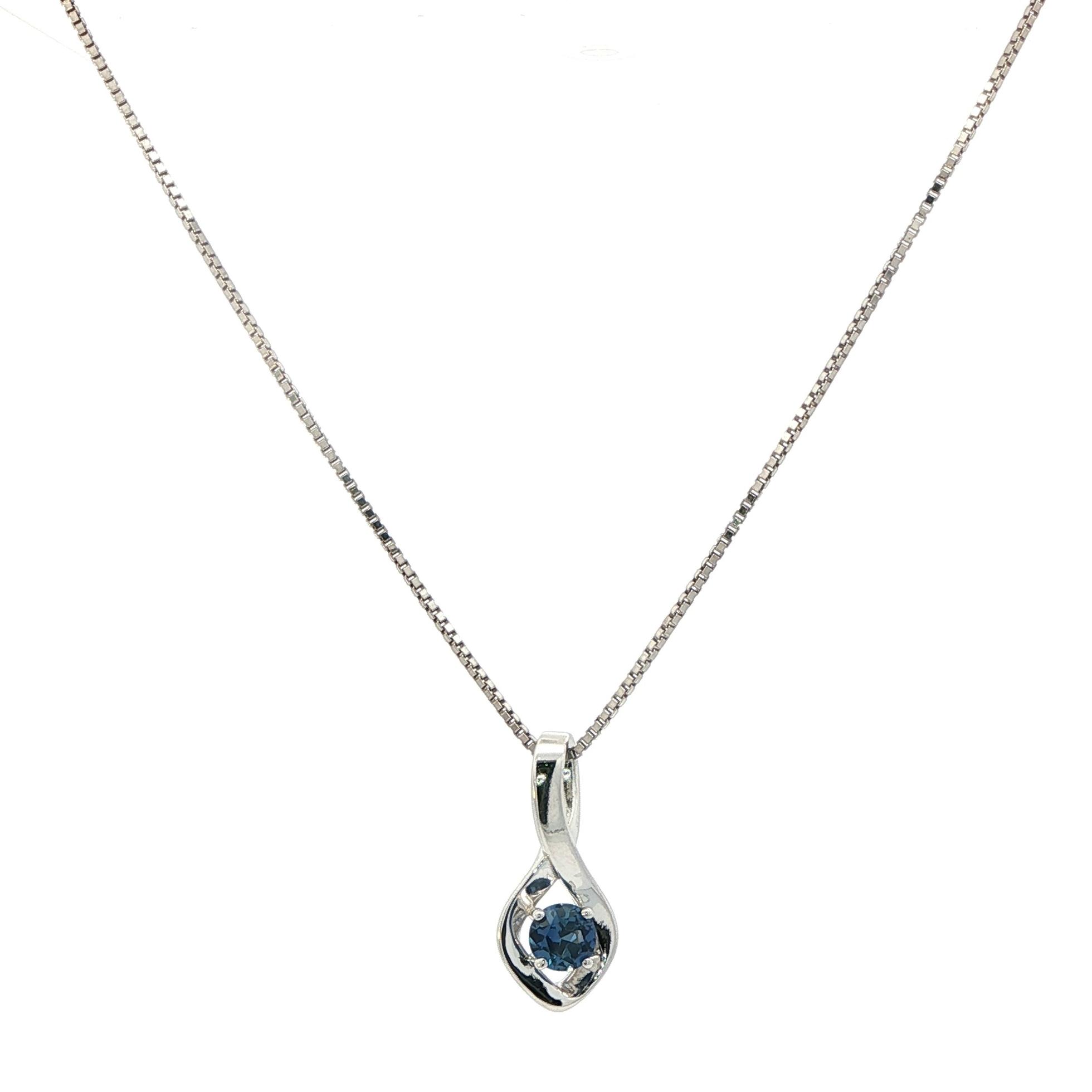Infinity Twist Montana Yogo Sapphire Necklace in White Gold (0.39ct)