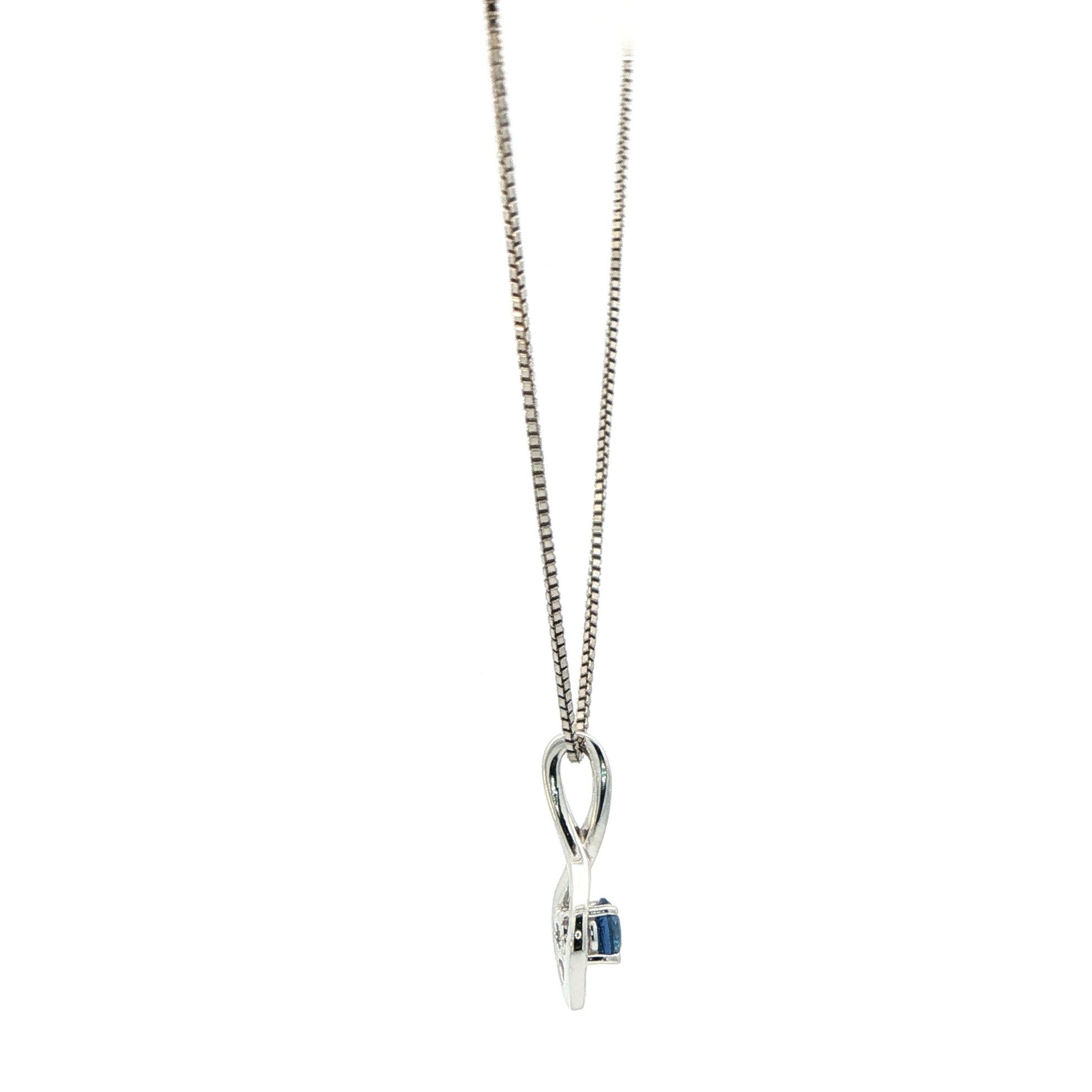 Infinity Twist Montana Yogo Sapphire Necklace in White Gold (0.39ct) side