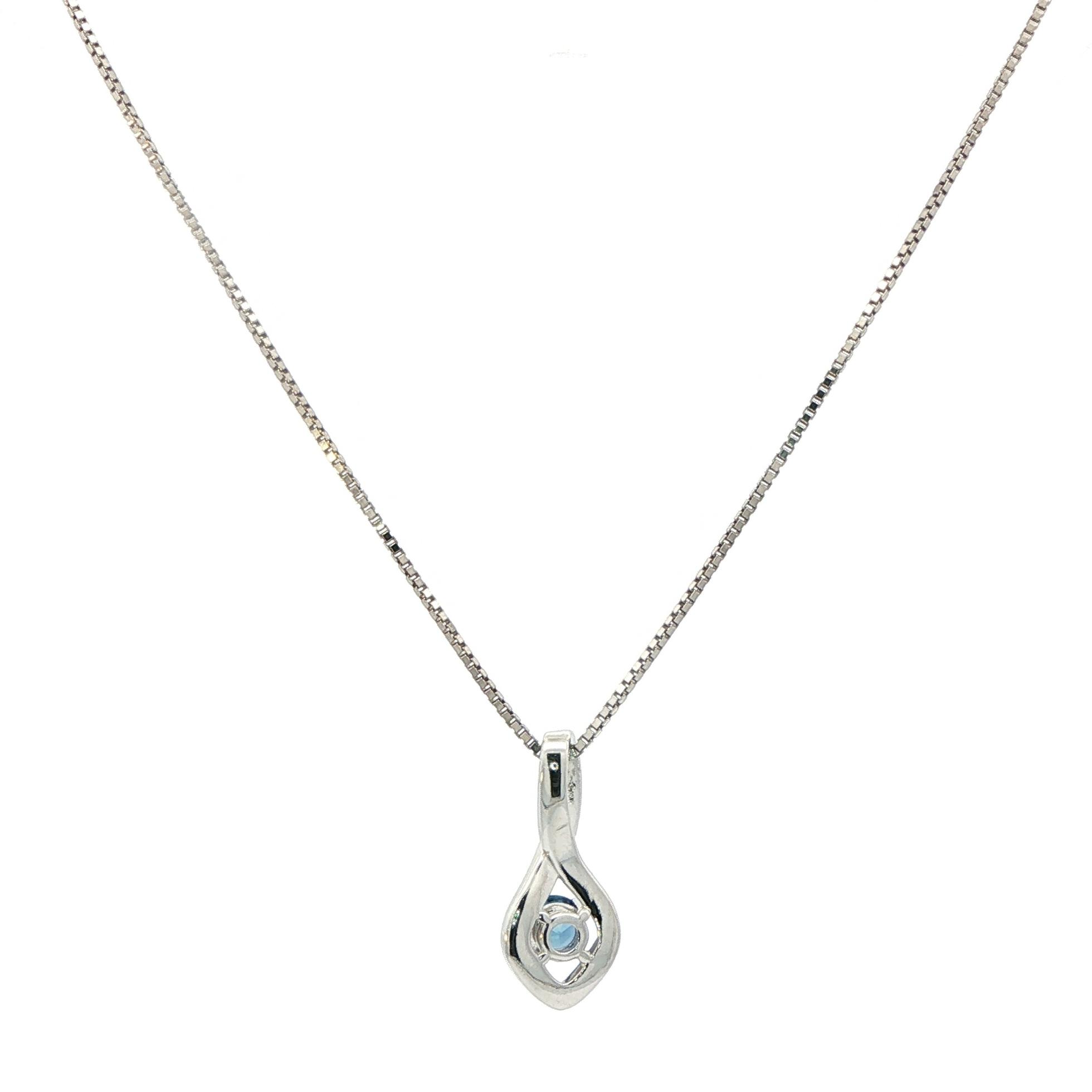 Infinity Twist Montana Yogo Sapphire Necklace in White Gold (0.39ct) back