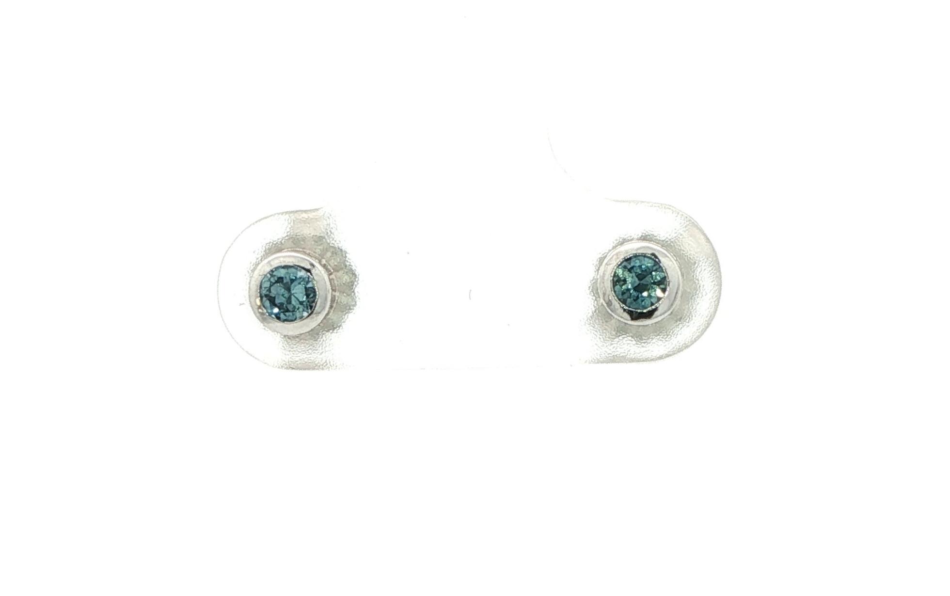 Bezel-Set Montana Sapphire Stud Earrings in White Gold (0.25cts TWT)