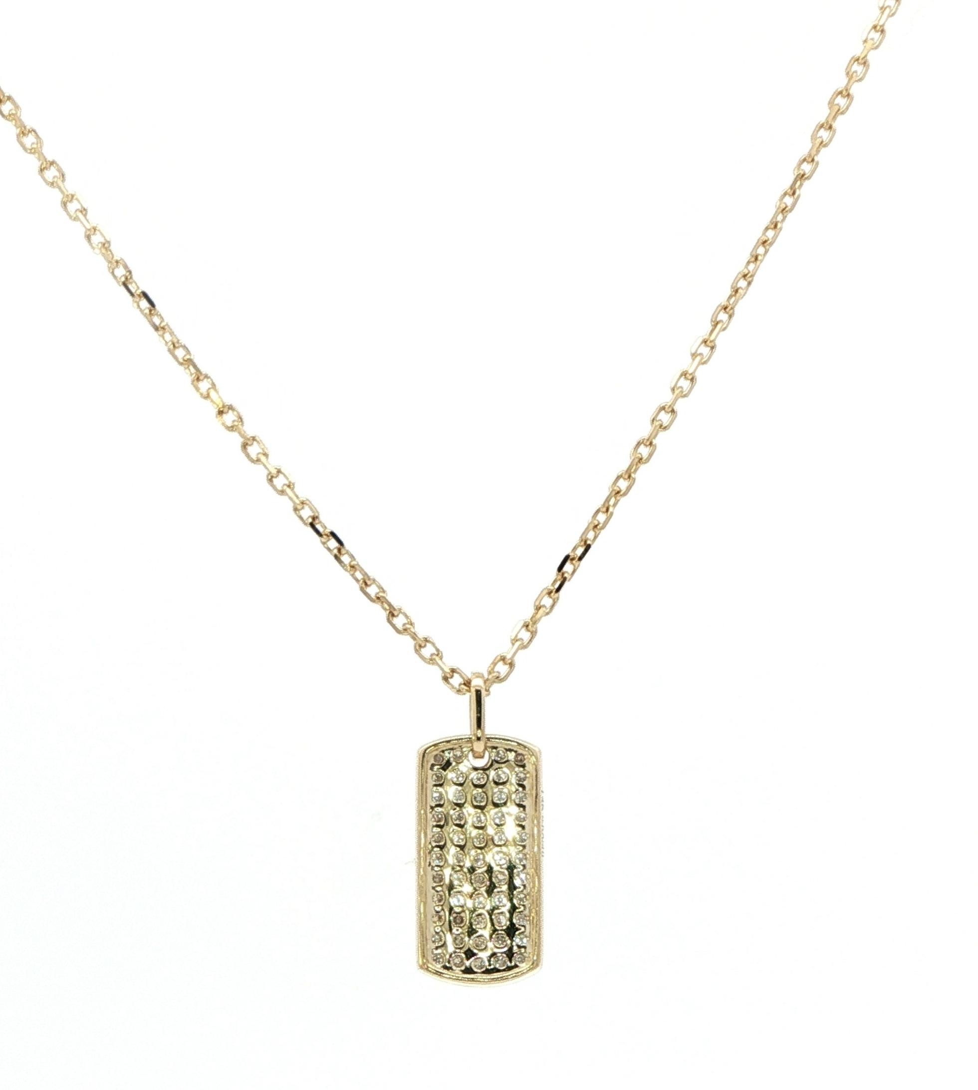 Diamond Pave Dog Tag Necklace in Yellow Gold (0.20cts TWT) back