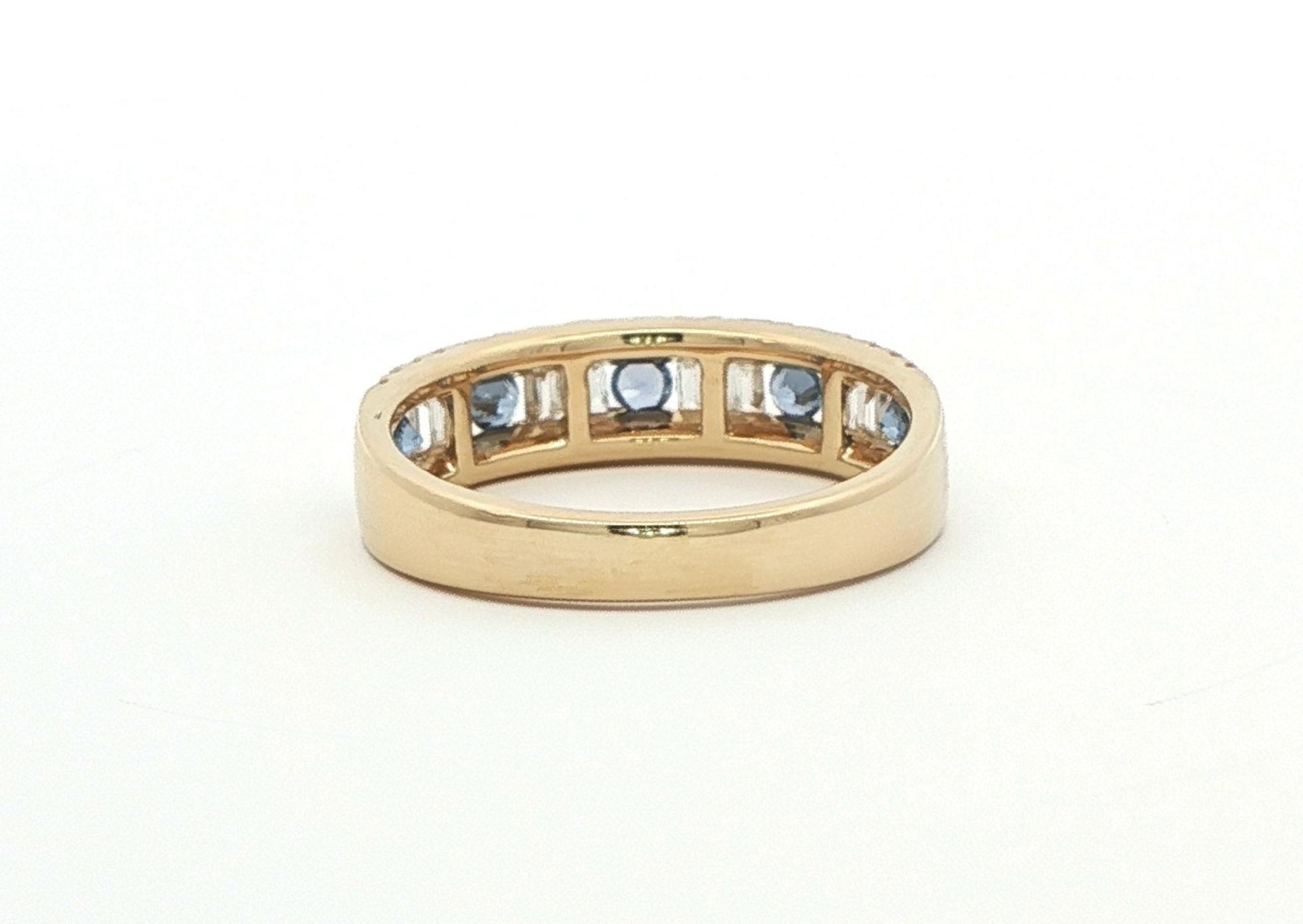 3-Row Montana Yogo Sapphire and Diamond Ring in Yellow Gold (0.76cts TWT) back