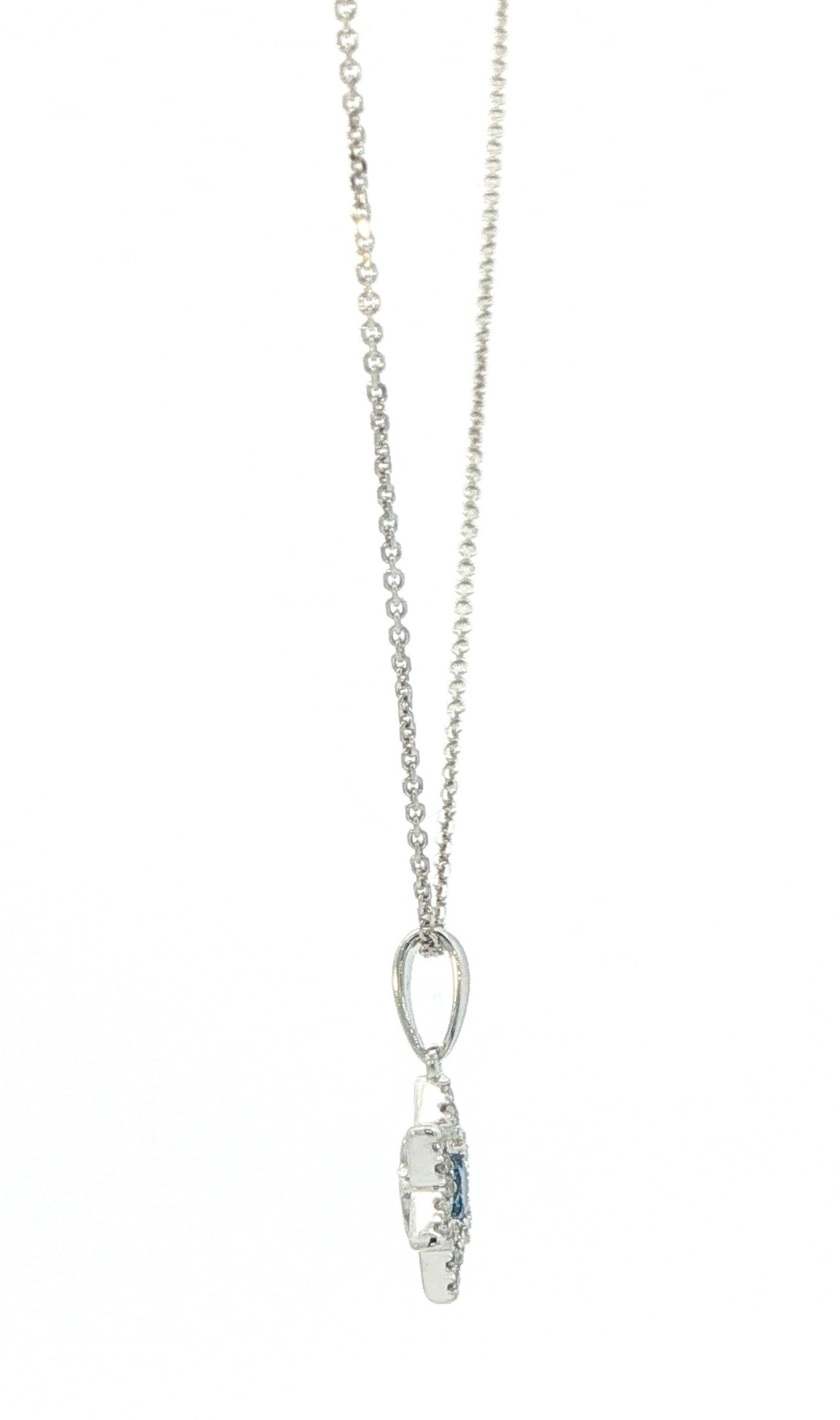 Star of David Montana Yogo Sapphire and Diamond Necklace in White Gold (0.28cts TWT) side