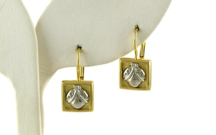 content/products/Estate Piece: Two Tone Square with Ladybug Leverback Earrings in Platinum and Yellow Gold