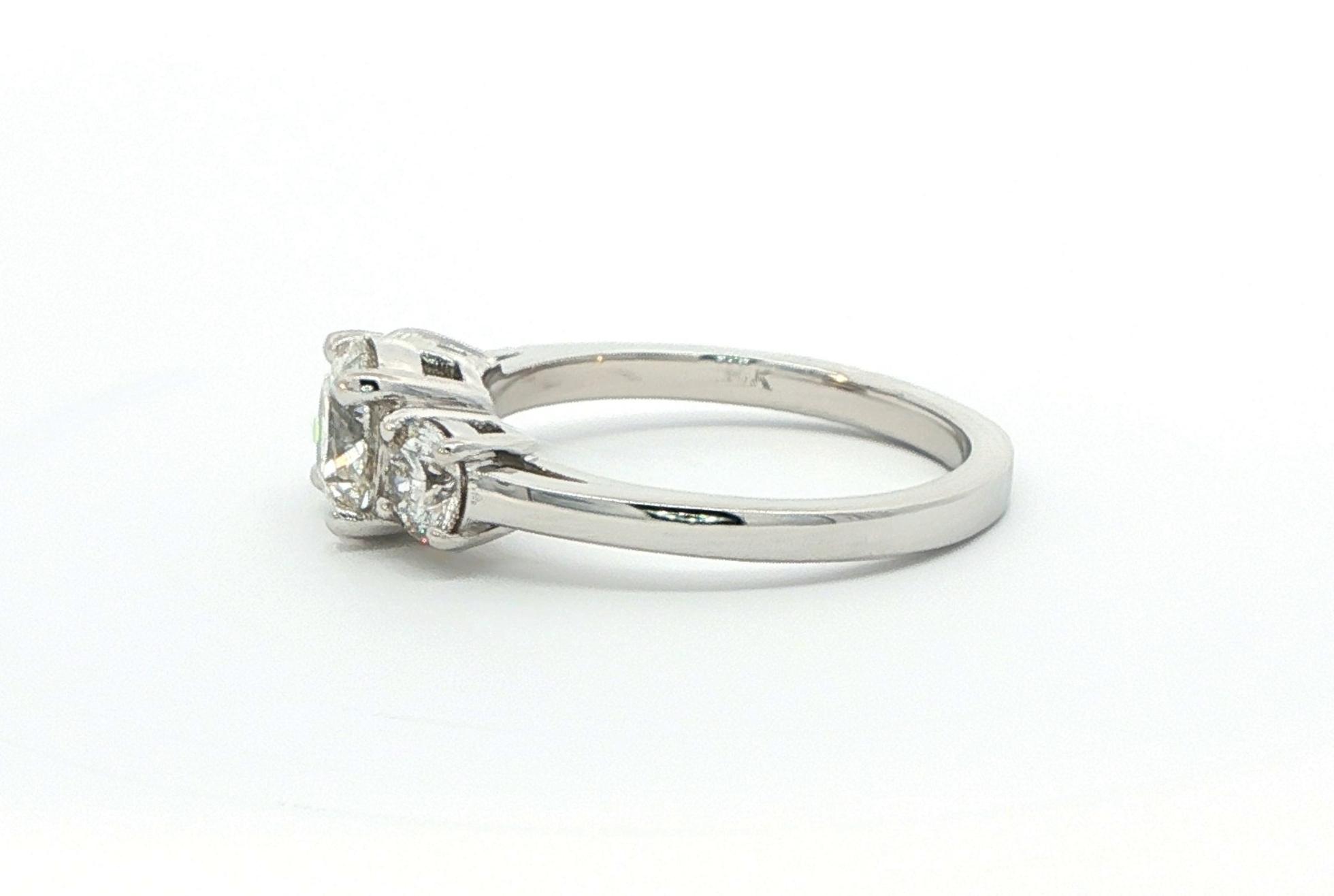 4-Prong 3-Stone Diamond Engagement Ring in White Gold (1.53cts TWT) side