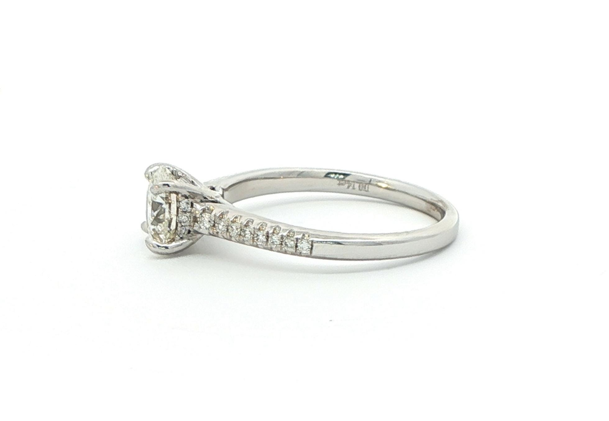 4-Prong Diamond Hidden Halo Pave Ring in White Gold (1.14cts TWT) side