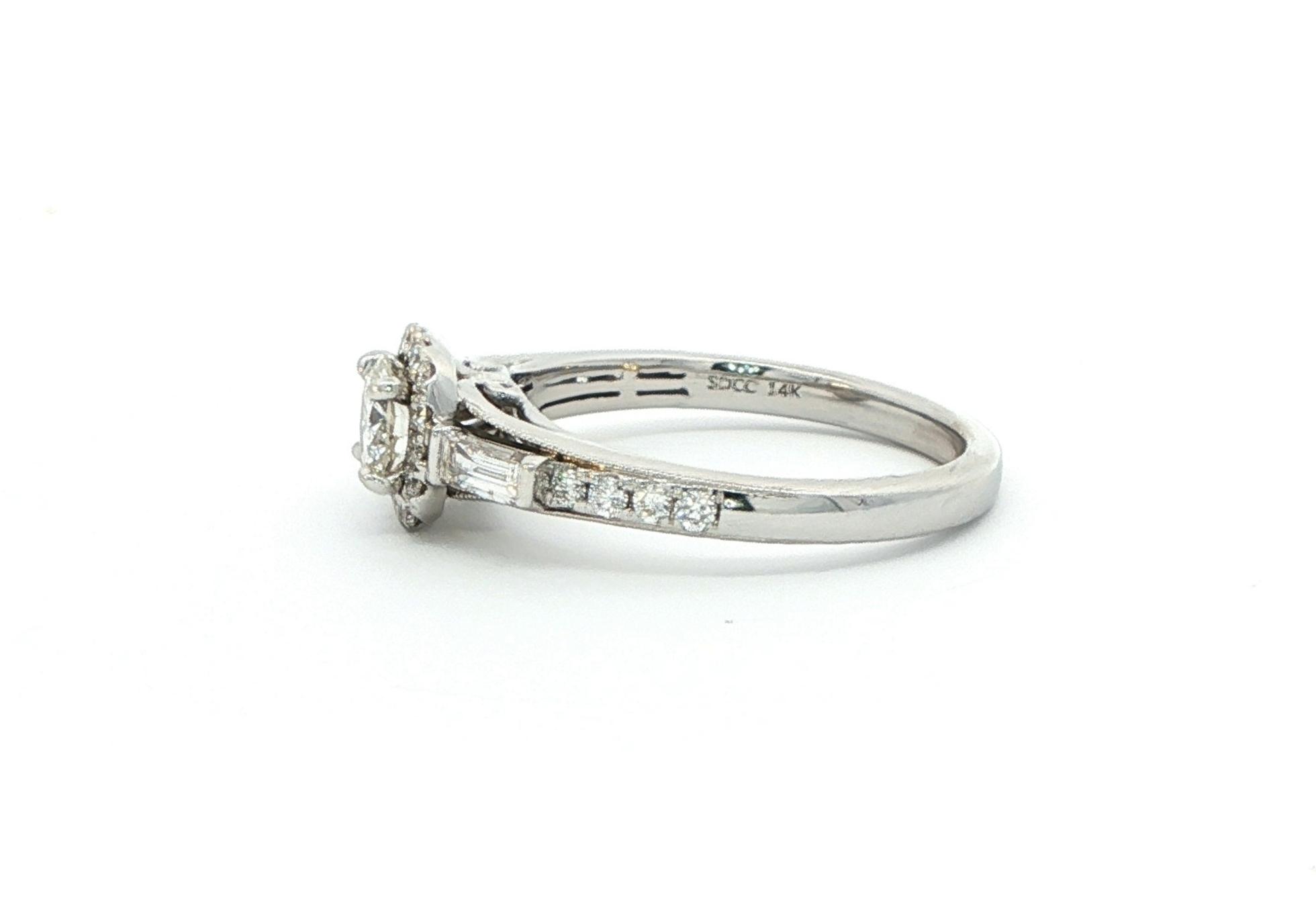 Diamond Halo with Accents Ring in White Gold (0.94cts TWT) side
