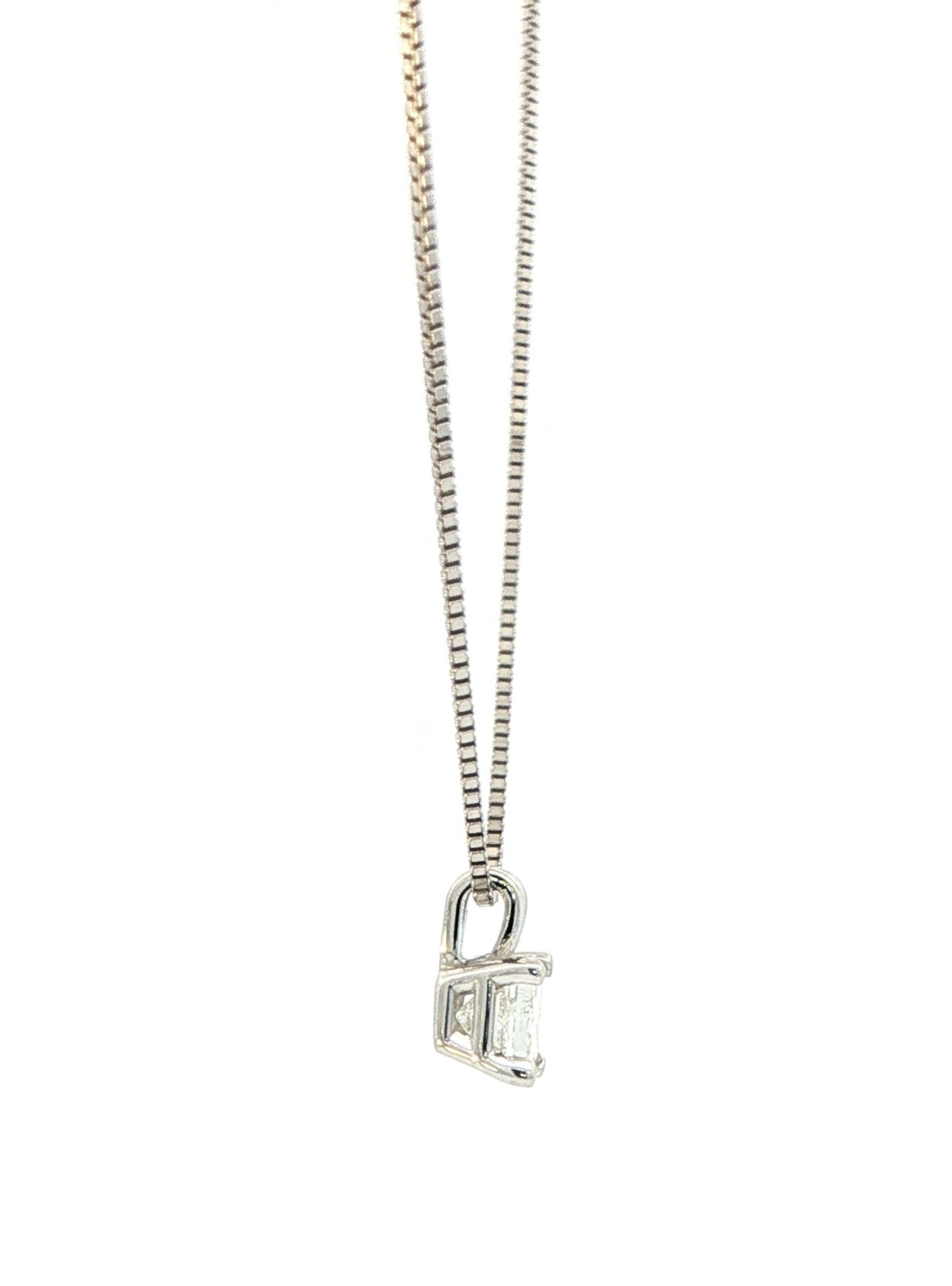 4-Prong Rabbit Ear Diamond Solitaire Necklace in White Gold (0.79ct) side