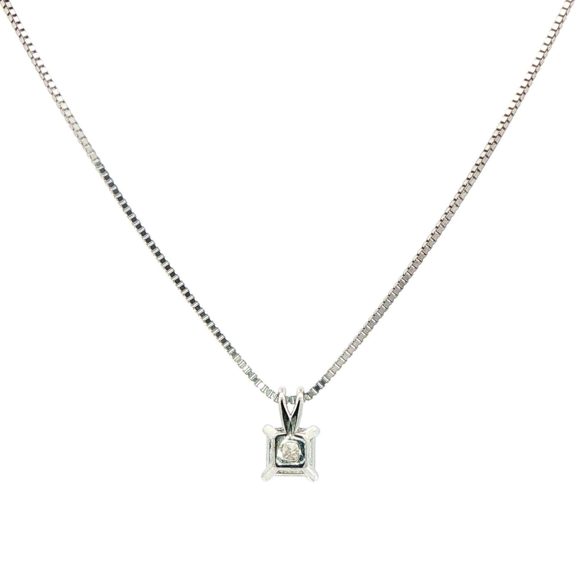 4-Prong Rabbit Ear Diamond Solitaire Necklace in White Gold (0.79ct) back
