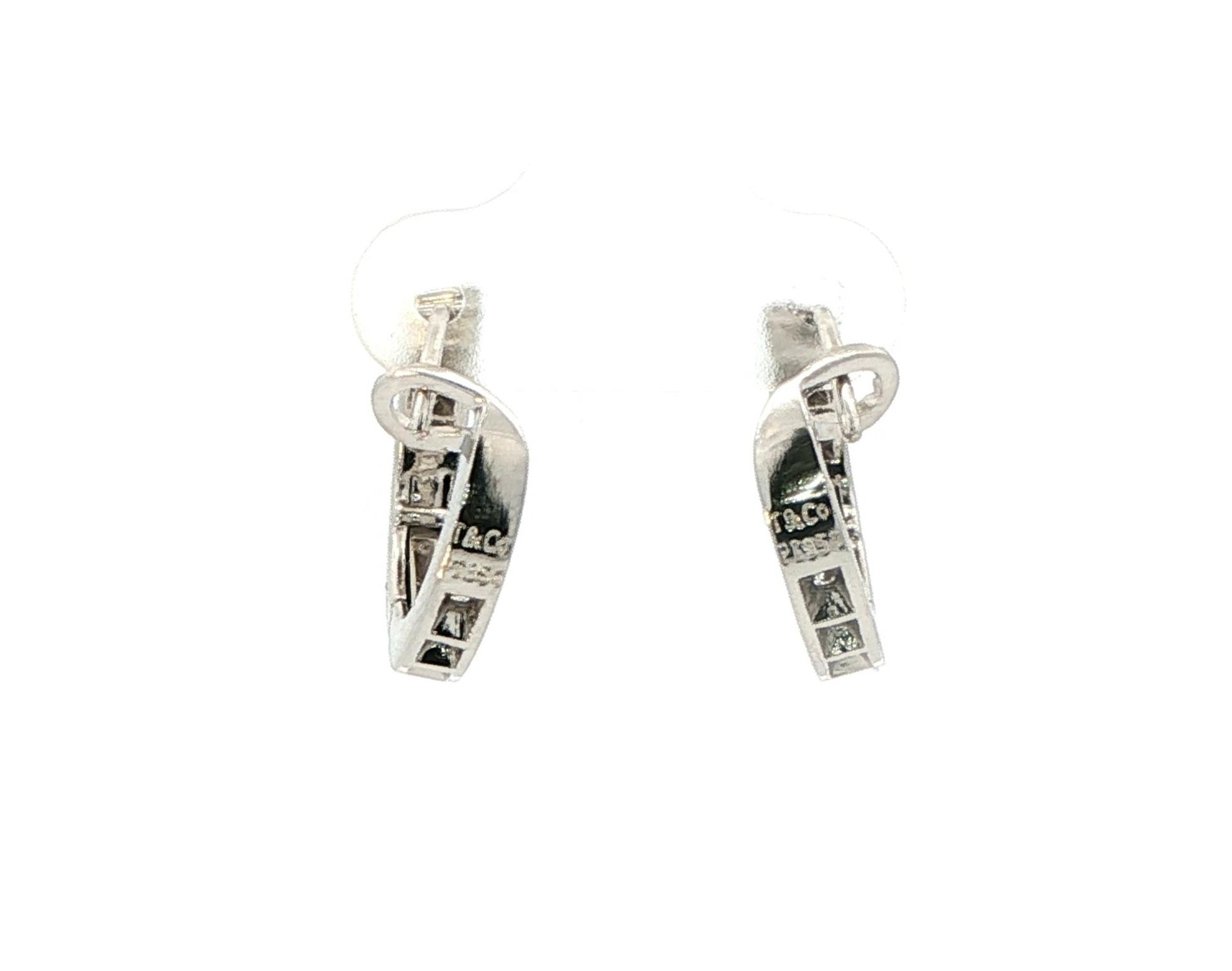 Estate Piece: Tiffany & Co Inside Outside Diamond Huggie Earrings in Platinum (0.50cts TWT) back