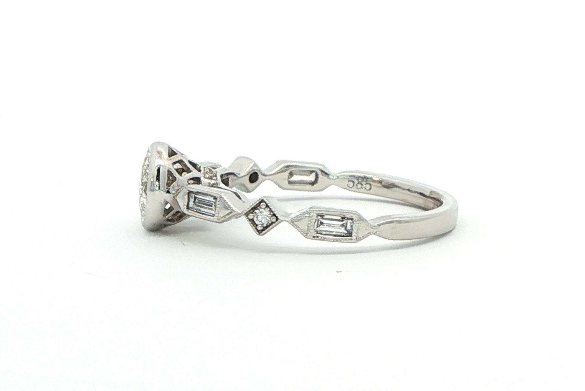 Art Deco Style Bezel-Set Diamond Engagement Ring in White Gold (0.82cts TWT) side