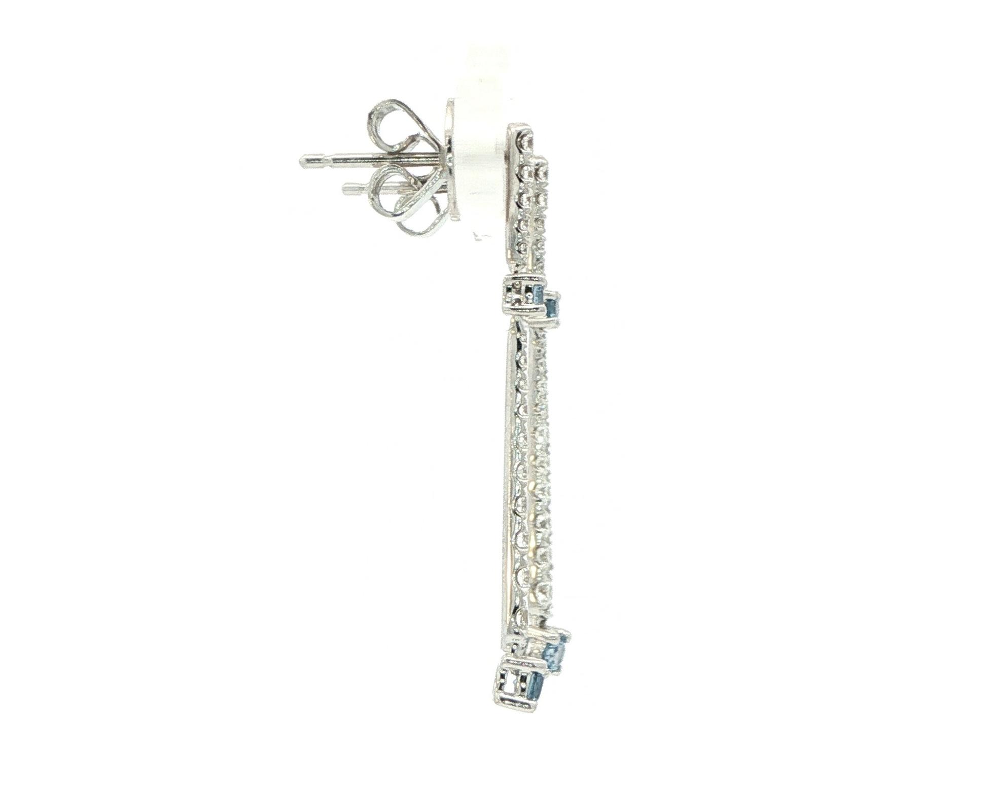 Double Drop Dangle Stuff Montana Yogo Sapphire and Diamond Earrings in White Gold (0.65cts TWT) side