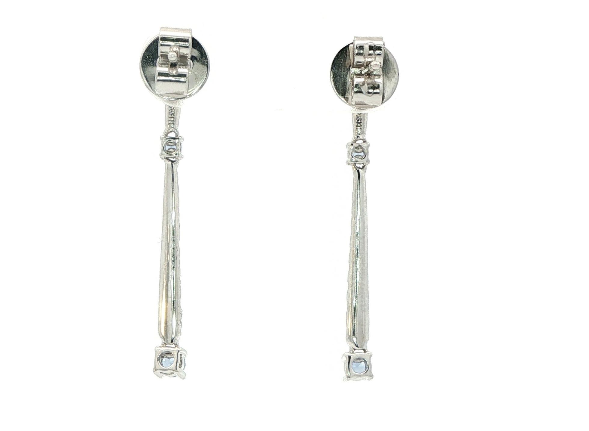 Double Drop Dangle Stuff Montana Yogo Sapphire and Diamond Earrings in White Gold (0.65cts TWT) back