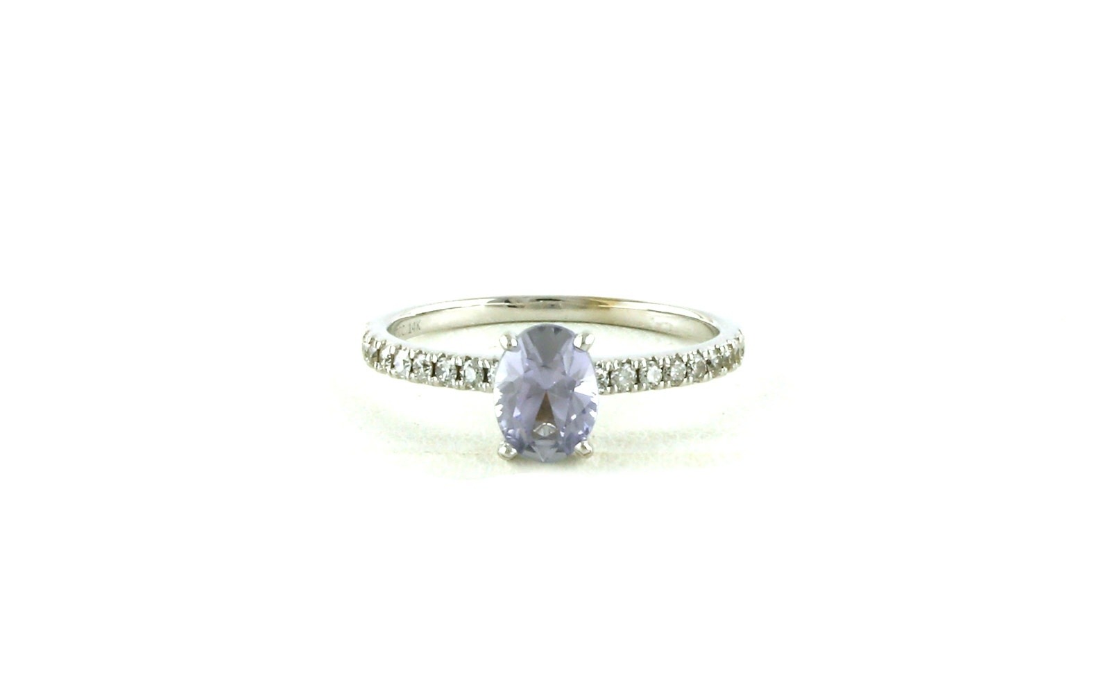 Estate Piece: 4-Prong Montana Sapphire and Diamond accented U-Cup Shank Ring in White Gold (1.15cts TWT)