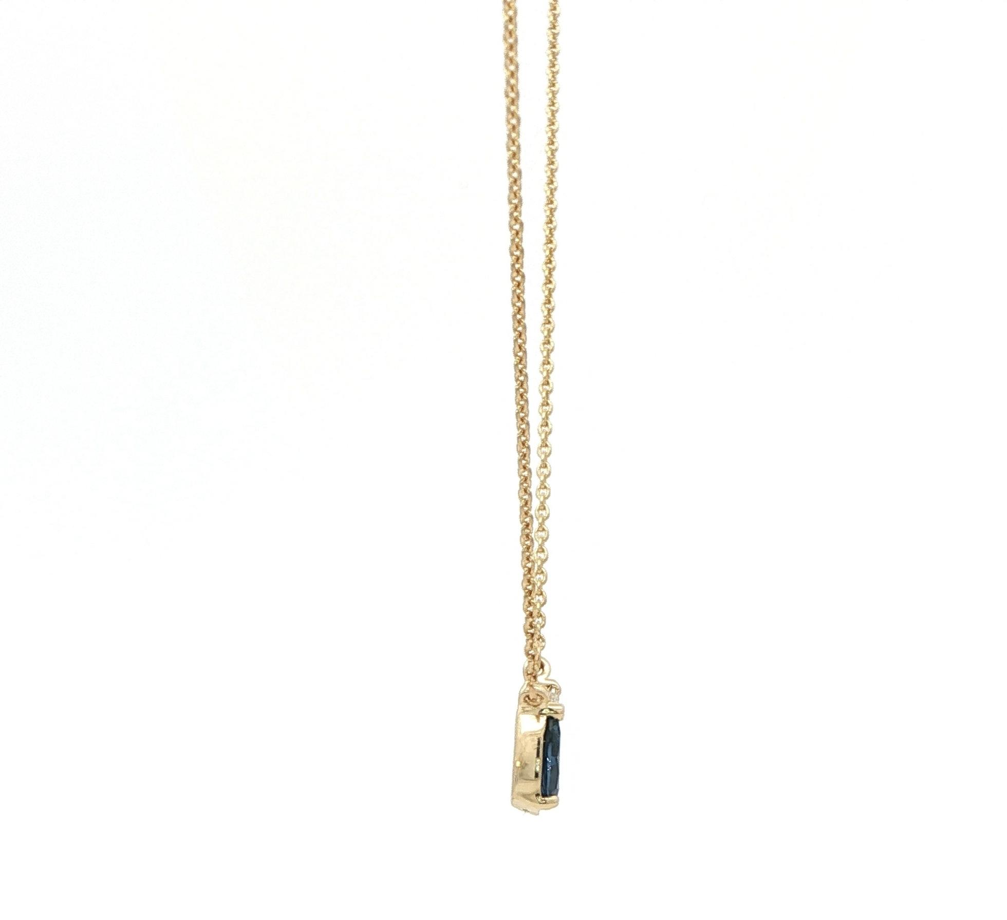 2-Stone Montana Yogo Sapphire and Diamond Necklace in Yellow Gold (0.45cts TWT) side