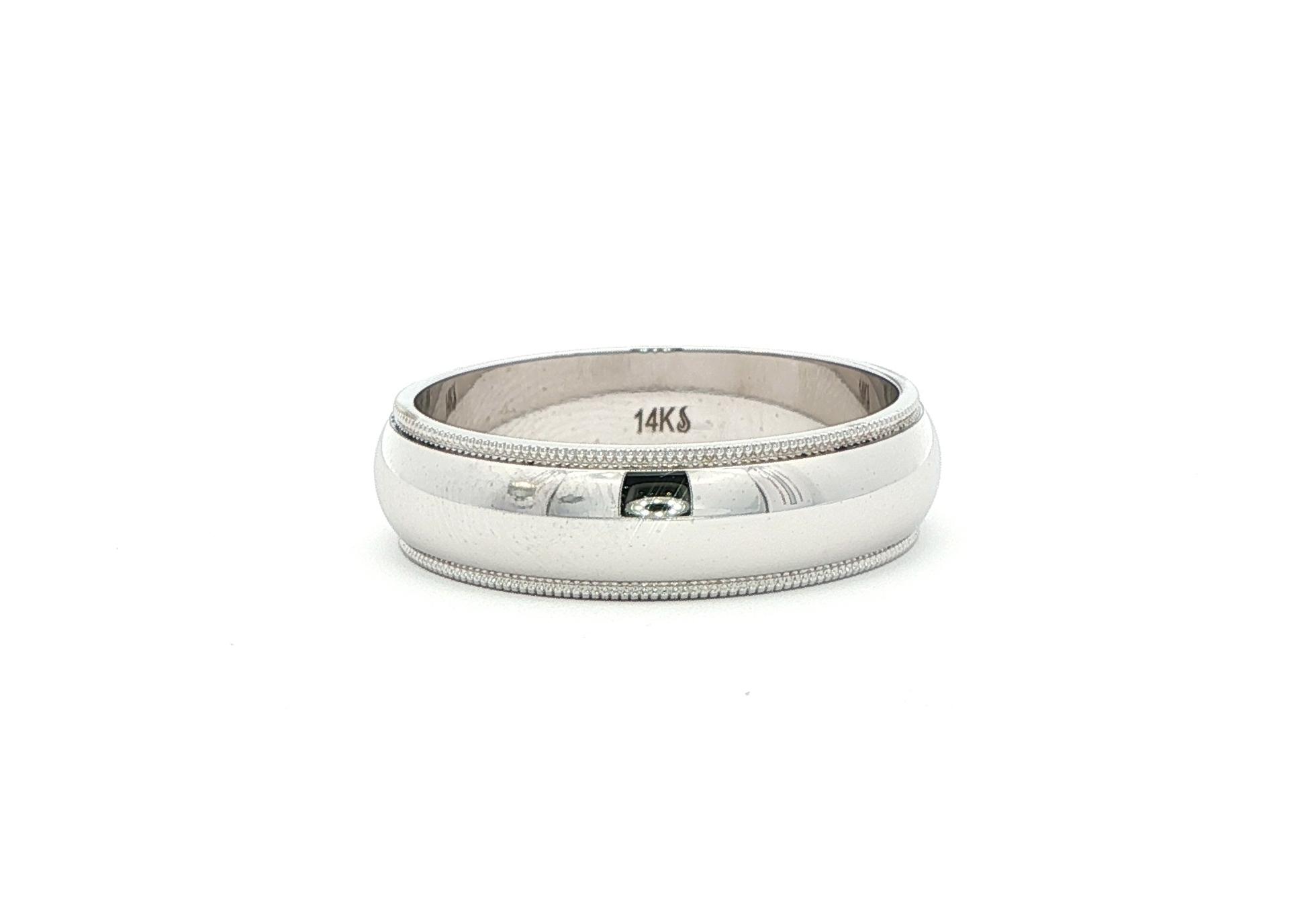 Milgrain Edge Band in White Gold