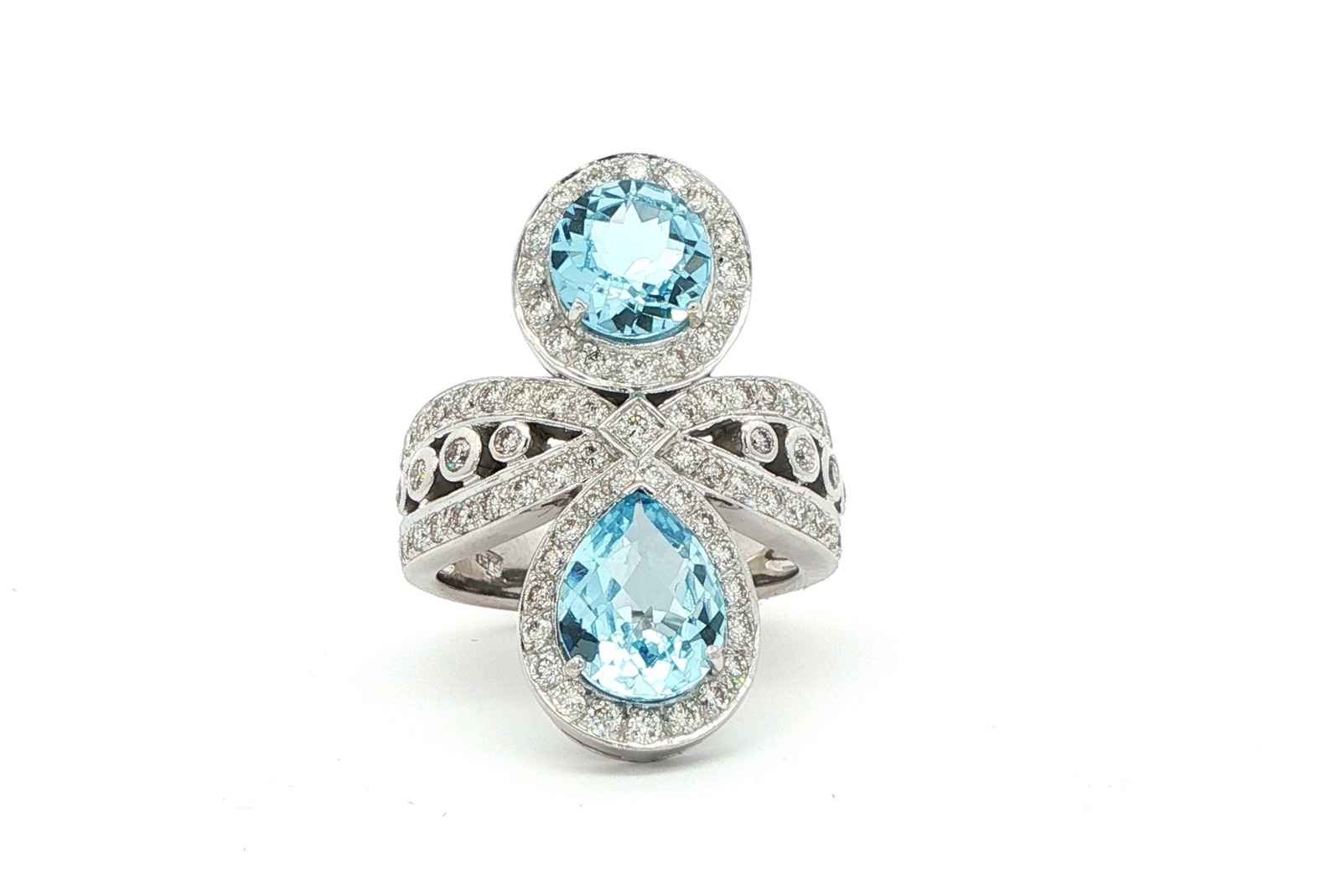 Estate Piece: 2-Stone Topaz and Diamond Ring in White Gold (1.00cts TWT)