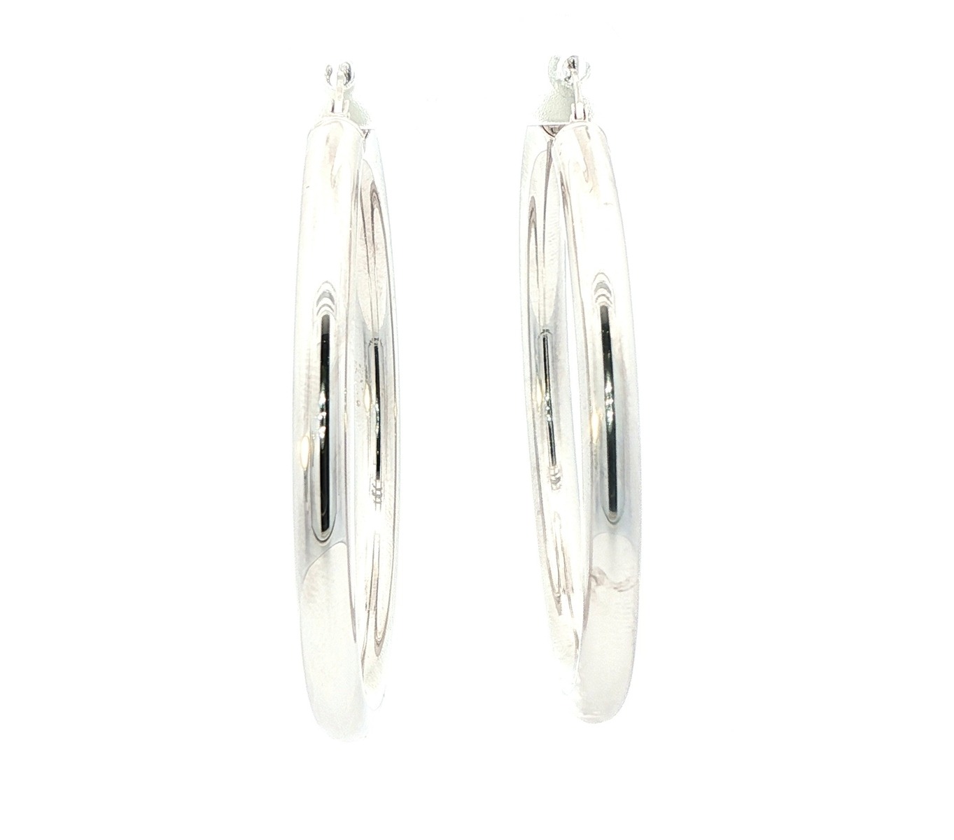 Estate Piece: Hollow Hoop Earrings in White Gold