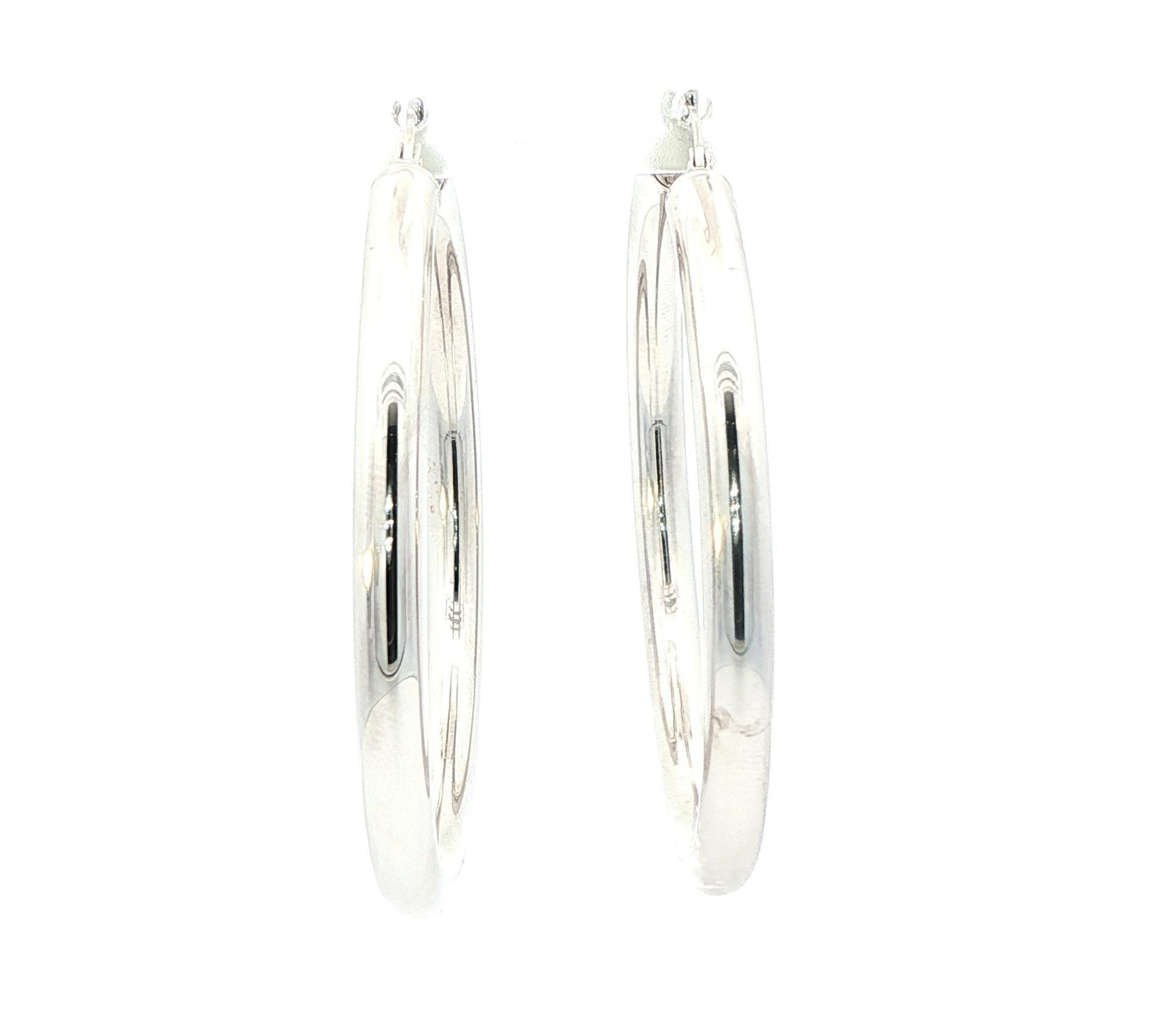 Estate Piece: Hollow Hoop Earrings in White Gold