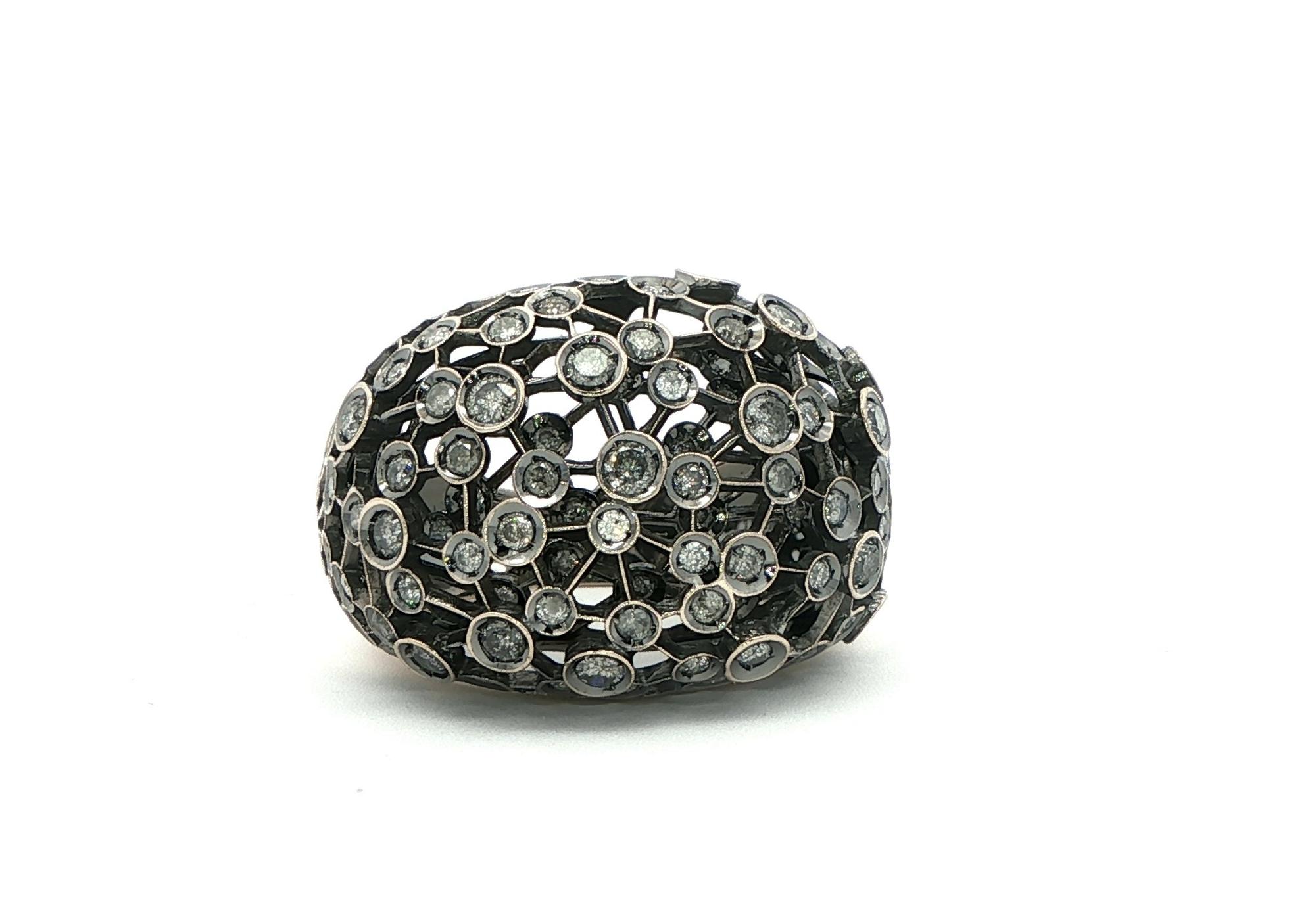 Estate Piece: Made in Italy Damiani "Constellation" Diamond Domed Ring in White Gold (1.07cts TWT)