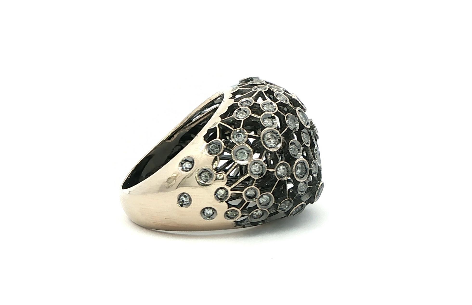 Estate Piece: Made in Italy Damiani "Constellation" Diamond Domed Ring in White Gold (1.07cts TWT) side