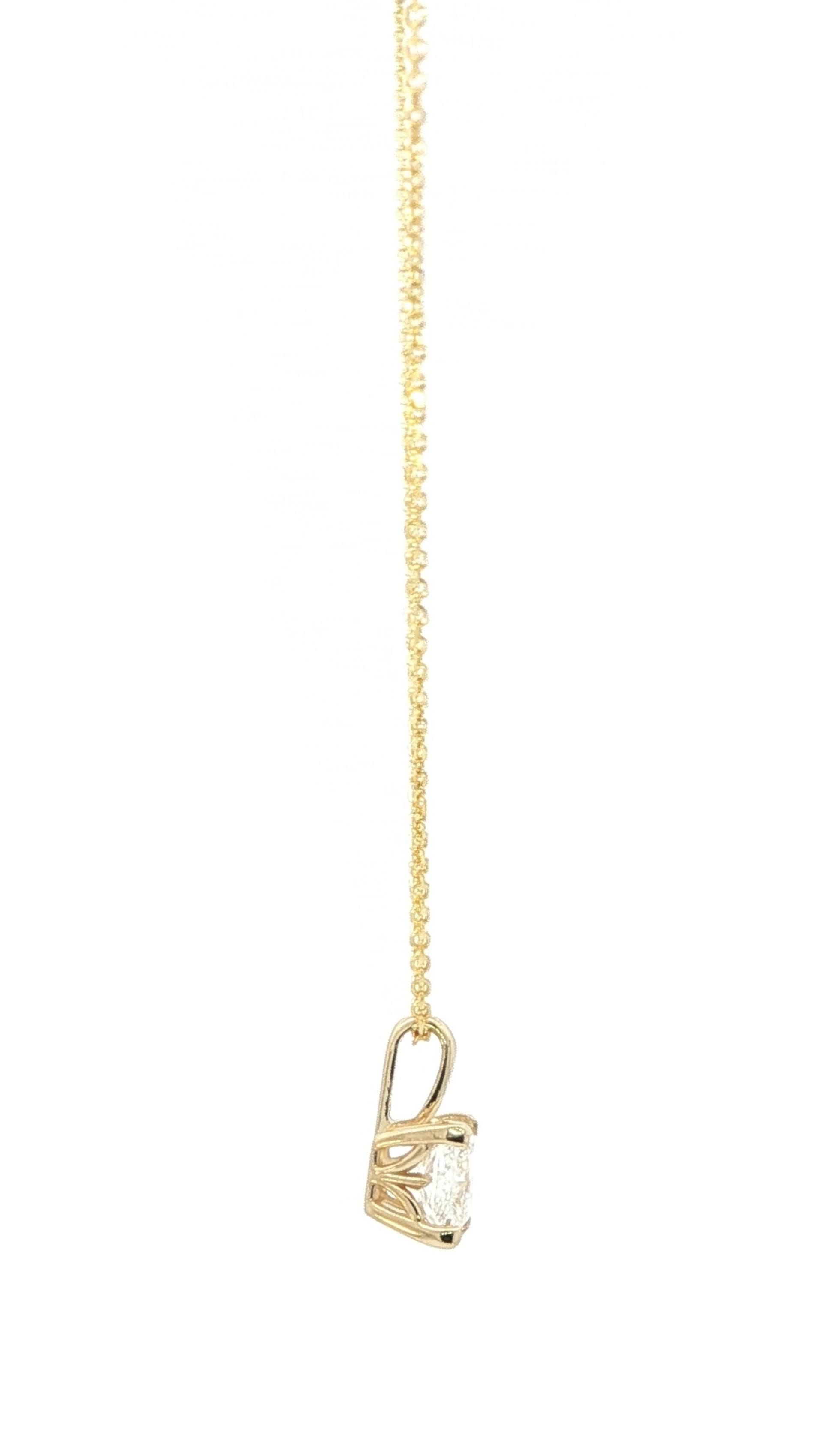 4-Prong Fleur-De-Lis Diamond Solitaire Necklace in Yellow Gold (0.70ct) side