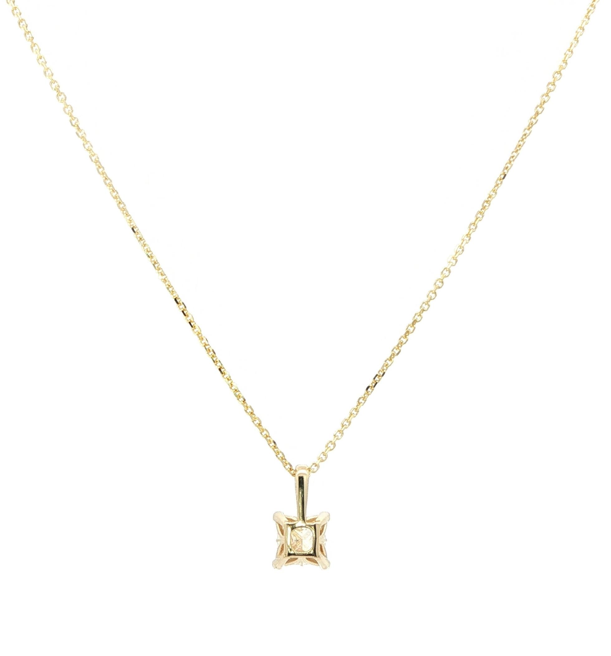 4-Prong Fleur-De-Lis Diamond Solitaire Necklace in Yellow Gold (0.70ct) back