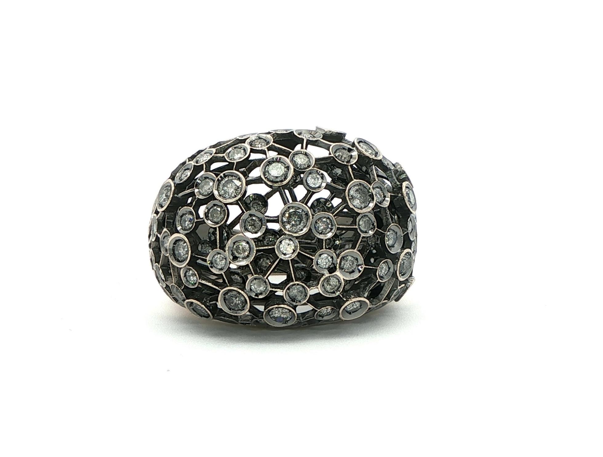 Estate Piece: Made in Italy Damiani "Constellation" Diamond Domed Ring in White Gold (1.07cts TWT)