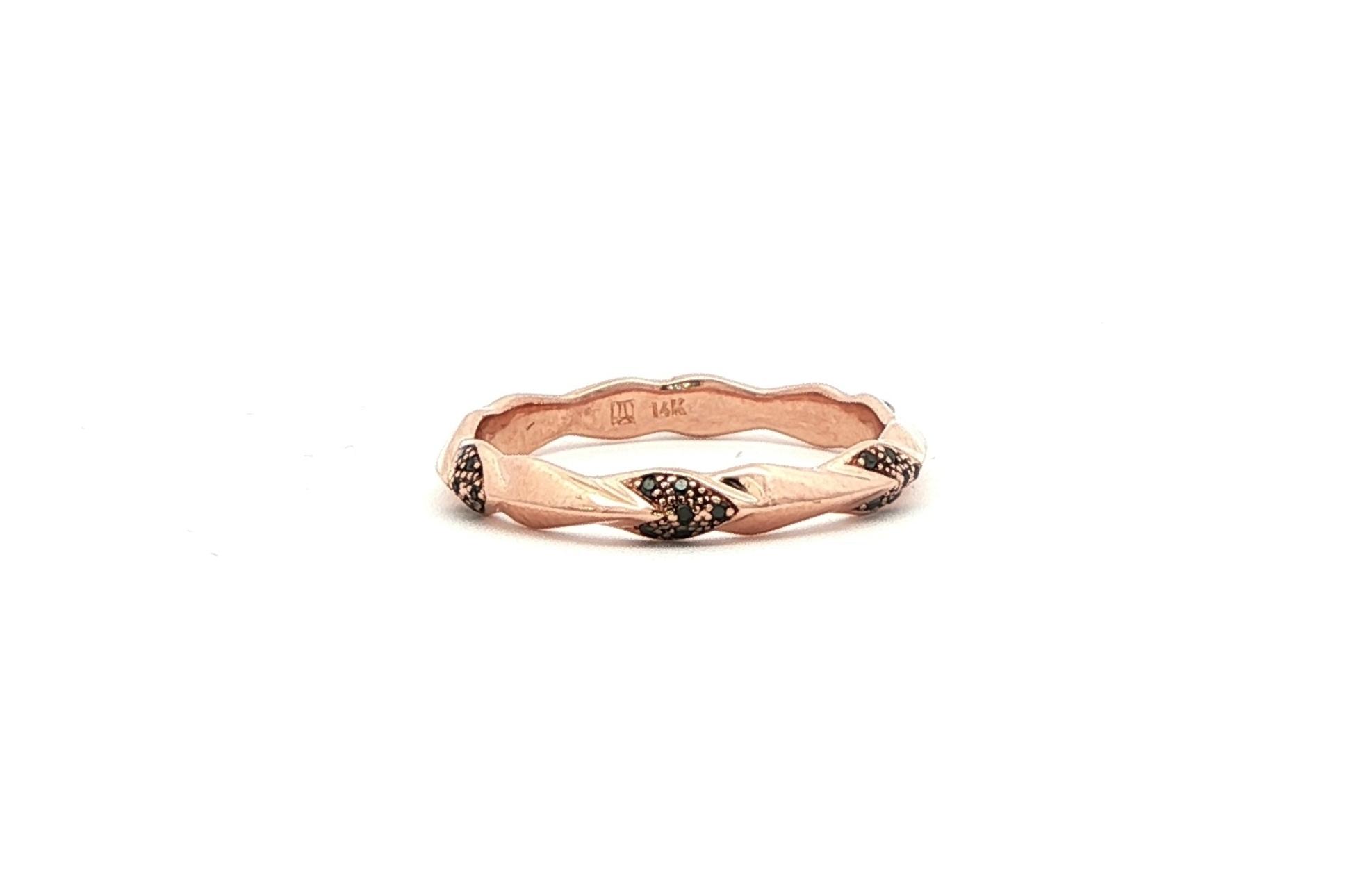 Estate Piece: Black Diamond Woven Style Eternity Band in Rose Gold