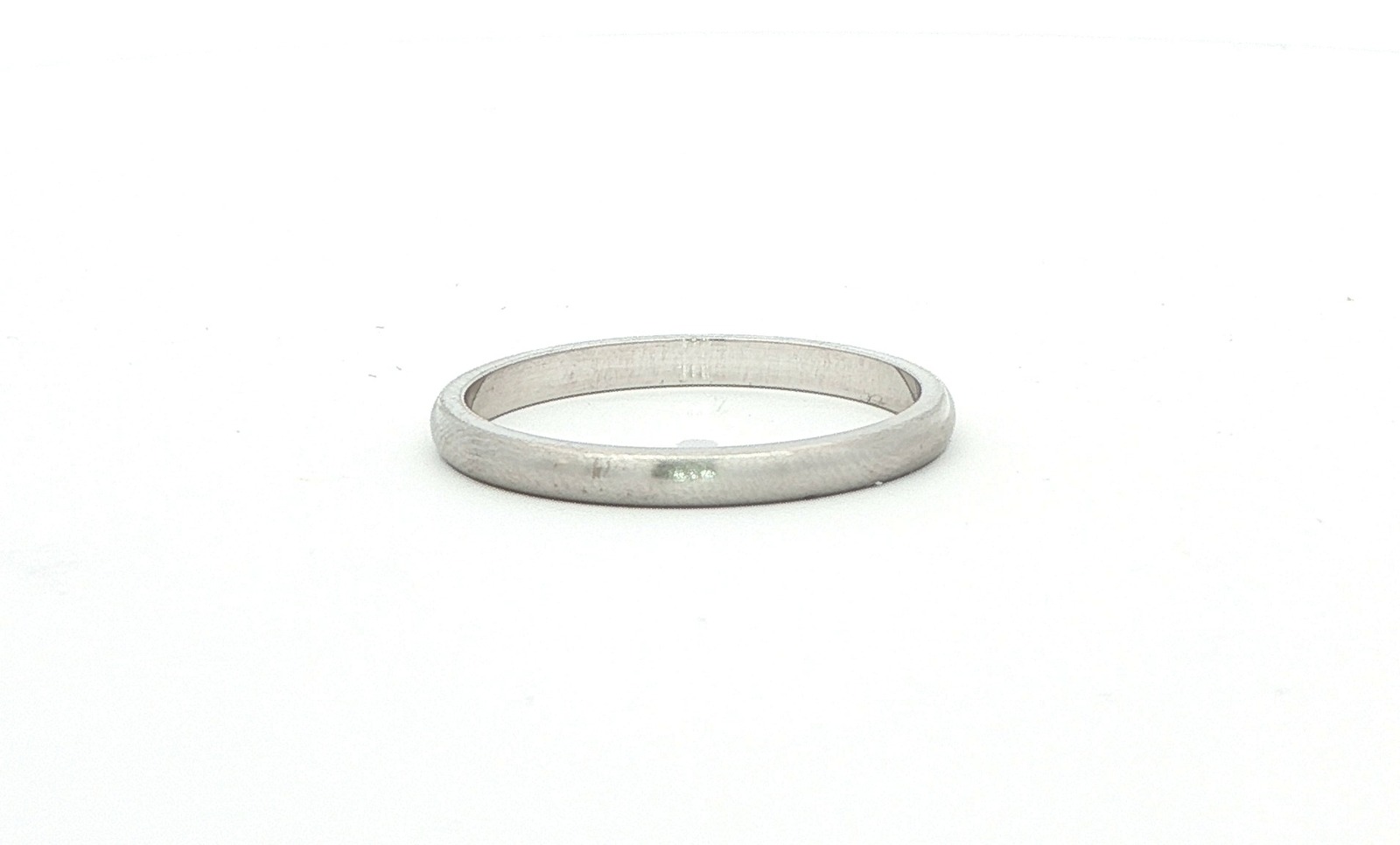 Silk Finish 2mm Half Round Band in White Gold