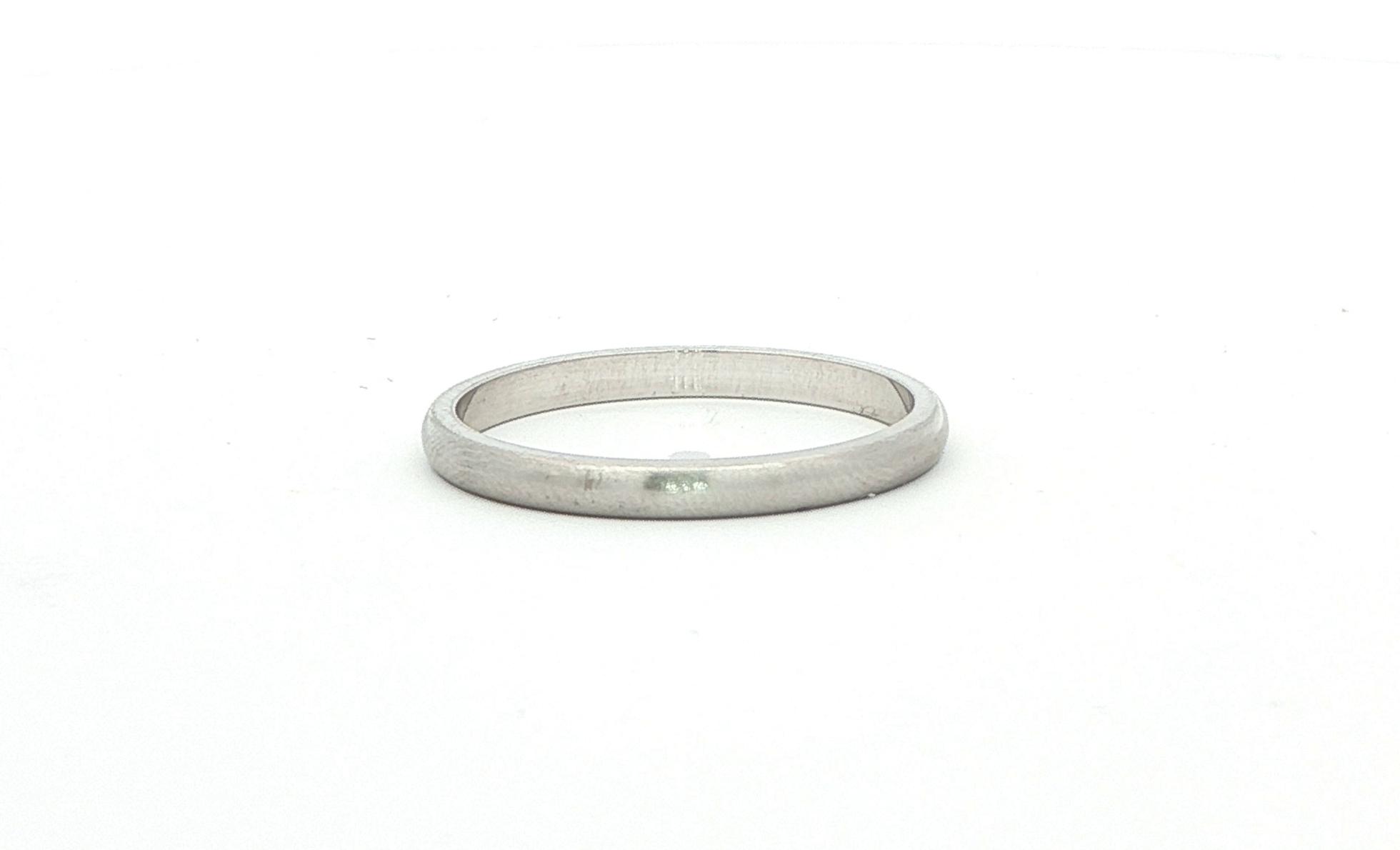 Silk Finish 2mm Half Round Band in White Gold