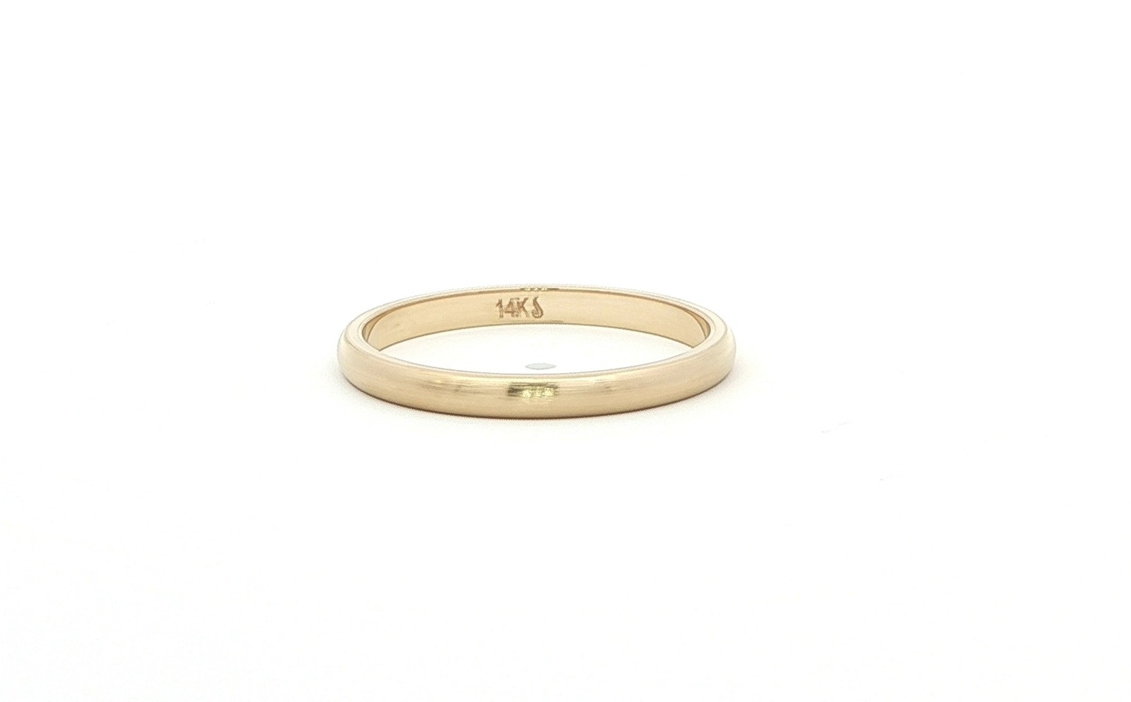 Classic Half Round Wedding Band with Silk Finish in Yellow Gold (2 mm)