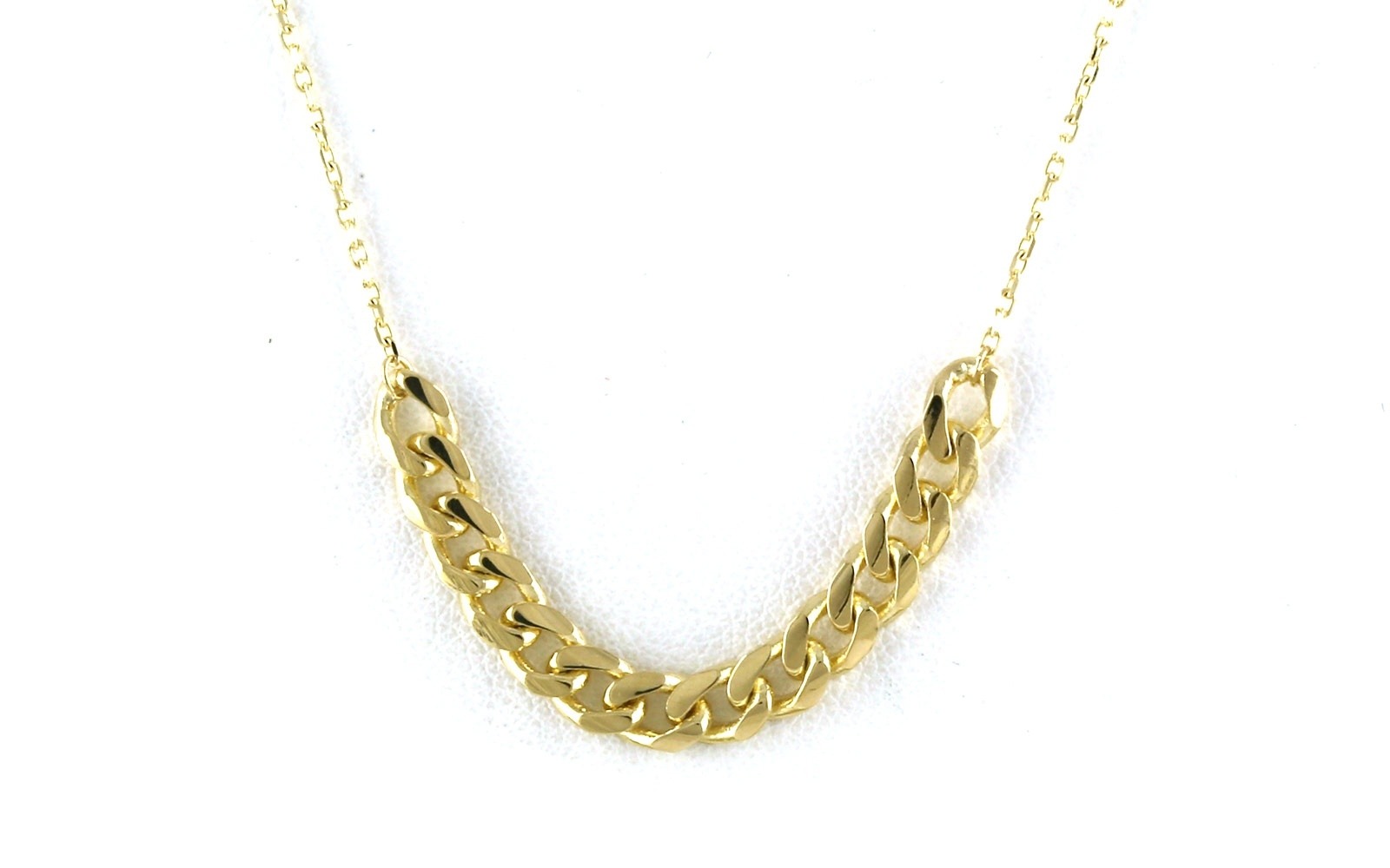 Curb Link Station Necklace in Yellow Gold