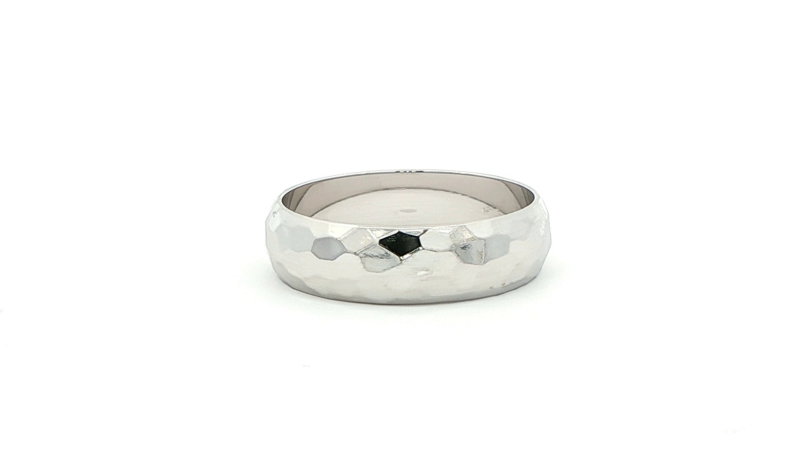 Rock Finish 6mm Half Round Band in White Gold