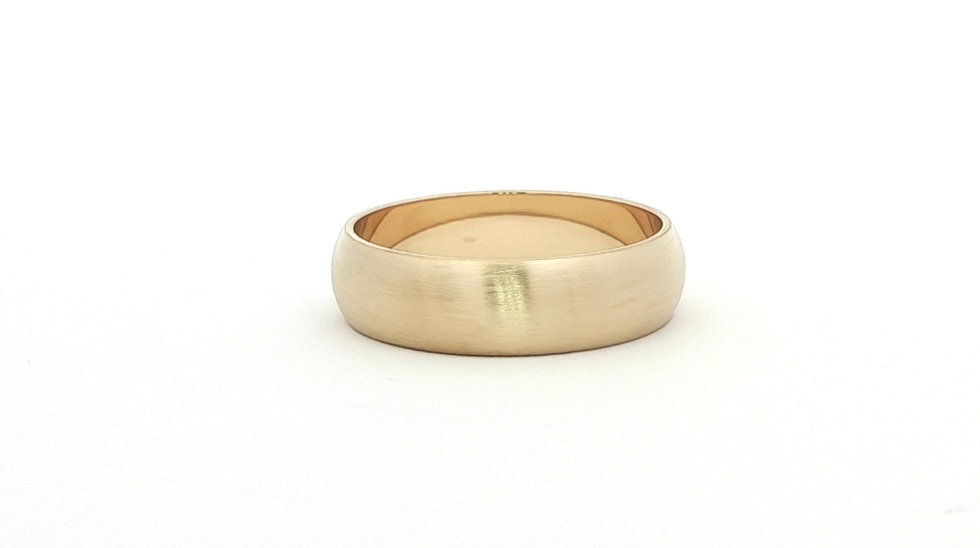 Satin Finish 6mm Half Round Band in Yellow Gold
